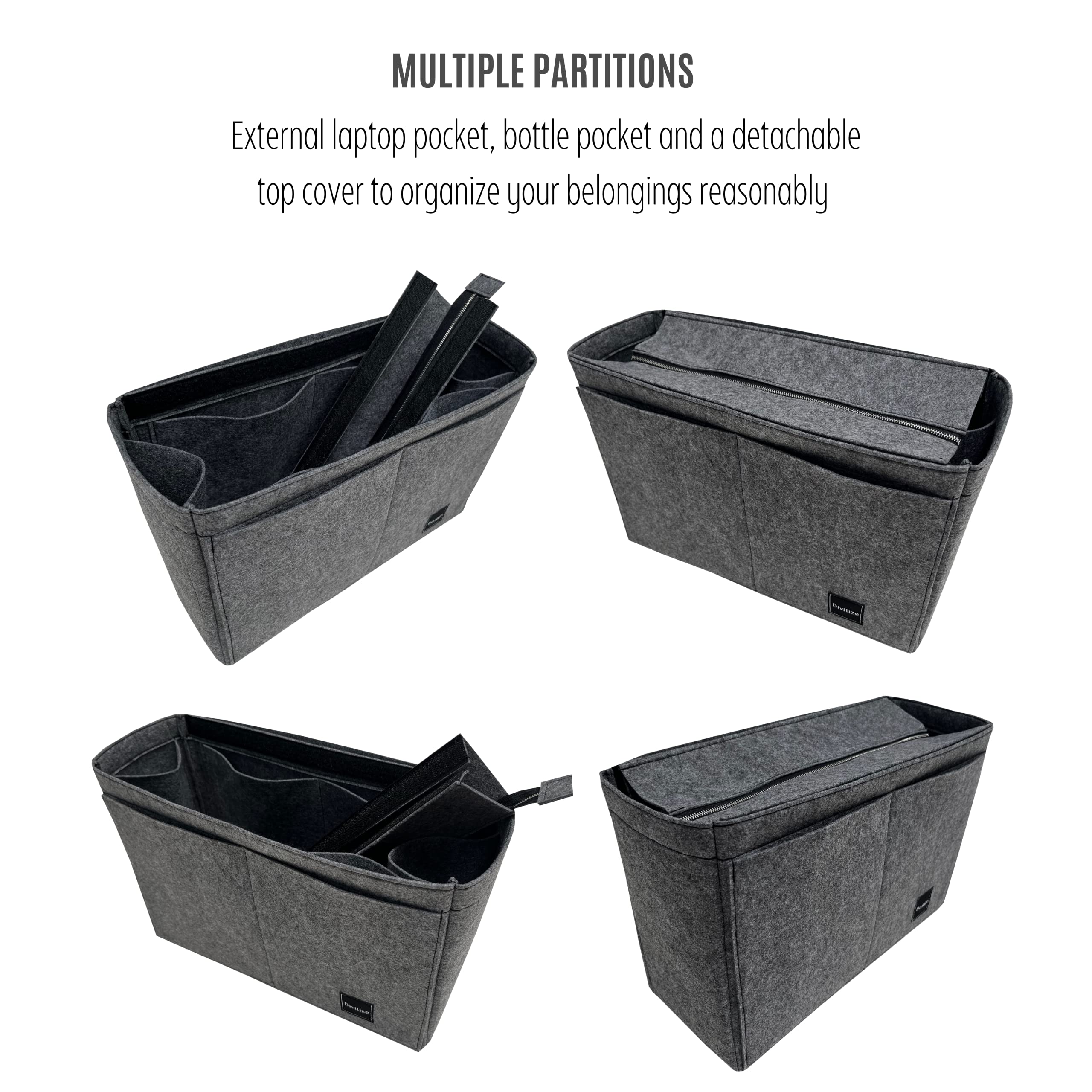 Premium Handmade Felt Book Tote Organizer Insert - Medium Size (Navy) | Perfect Fit for Medium Book Tote Bags | Ideal for Work, Travel & Daily Organization