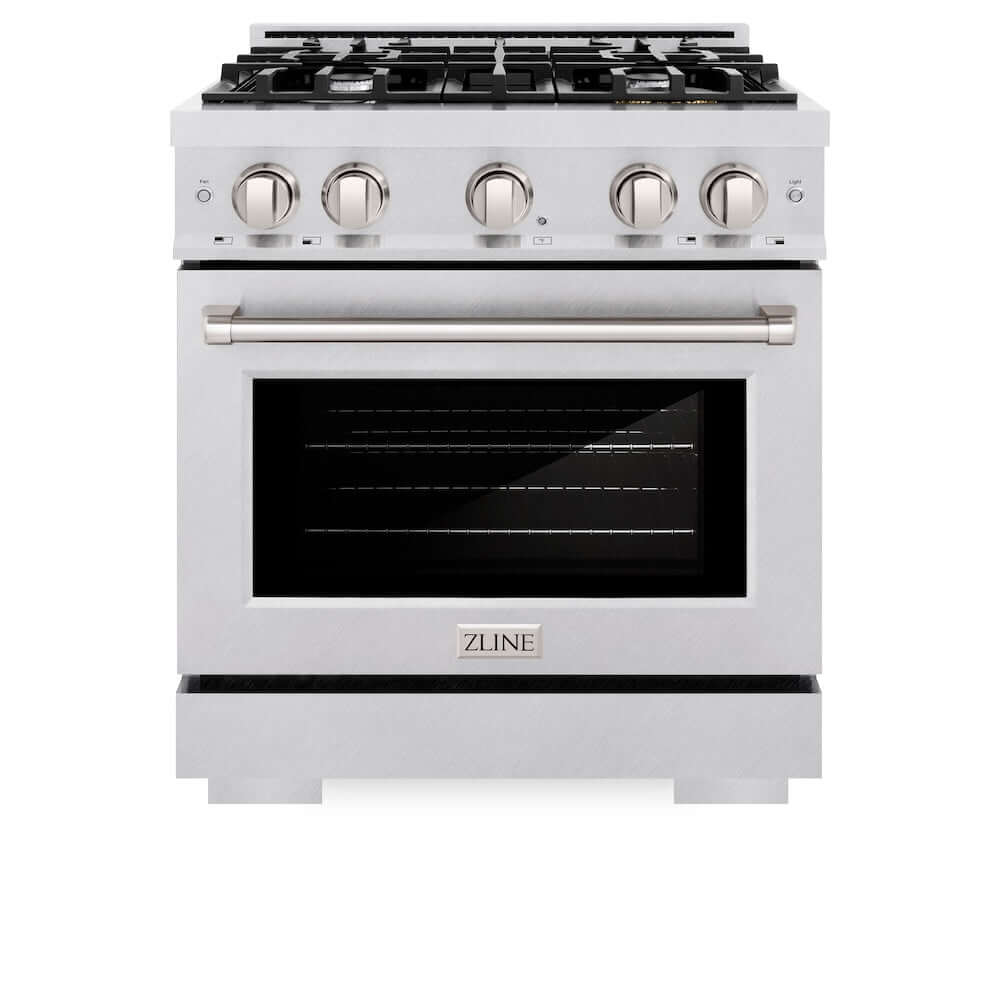 ZLINE 30 Inch 4.2 Cu. Ft. Gas Range with 4 Burner Cooktop & Convection Oven - Satin Stainless Steel (HGRS 30) | Professional Kitchen Appliance for Home Chefs & Cooking Enthusiasts