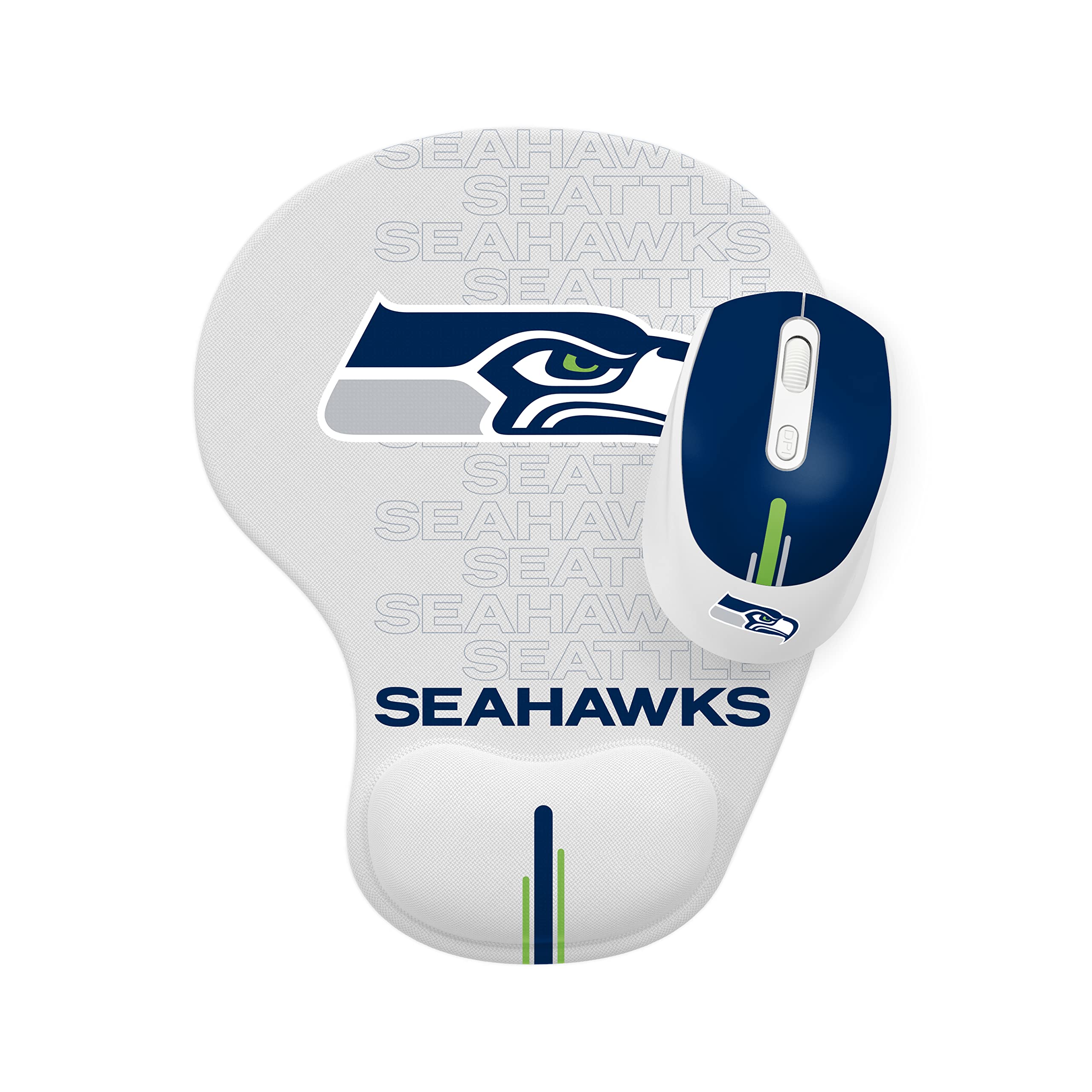 SOAR NFL Seattle Seahawks Wireless Mouse and Gaming Mouse Pad Set - Perfect for Football Fans, PC Gaming & Office Work