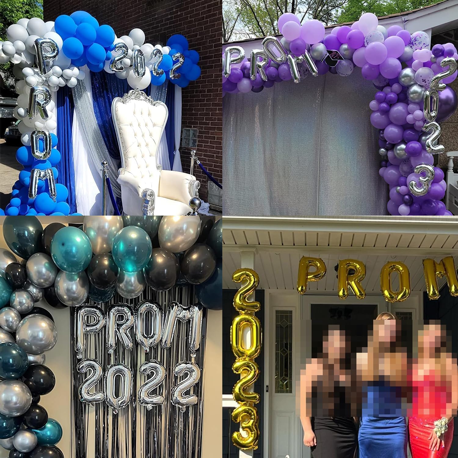 2025 Prom Silver Mylar Balloons - 16 Inch Letter Balloons & Banner for Graduation, Birthday, Retirement Parties - Class of 2025 Congrats Grad Decorations - Perfect for School Dances, Photo Backdrops & Celebration Decor