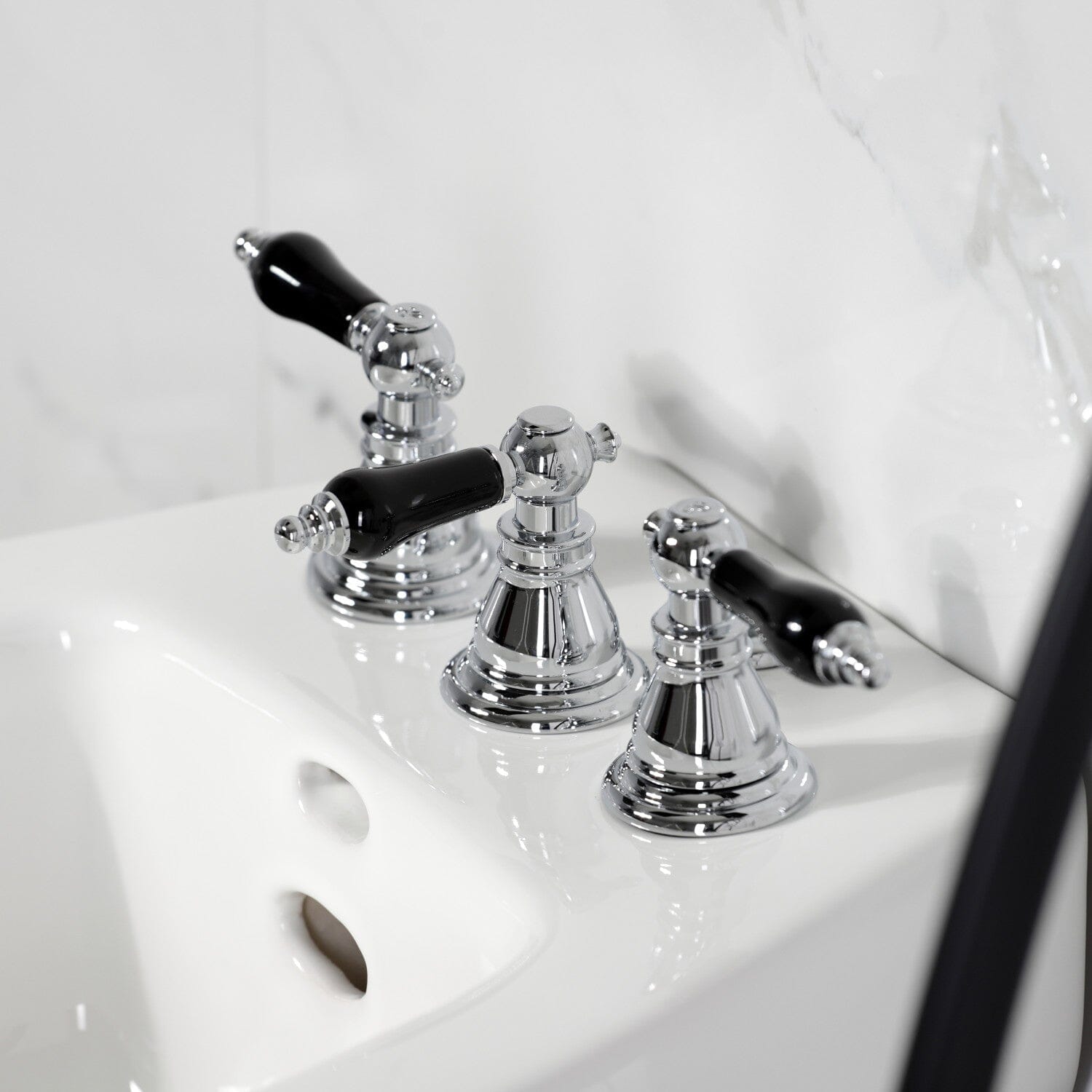 Duchess 3-Handle Deck Mount Vertical Spray Bidet Faucet with Brass Pop-Up Drain - Luxury Bathroom Upgrade for Modern Homes & Spa-Like Experience