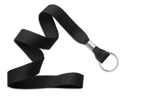 Black Microweave Lanyard with NPS Split Ring - 100 Pack | Durable ID Badge Holders for Events, Conferences & Workplace Security