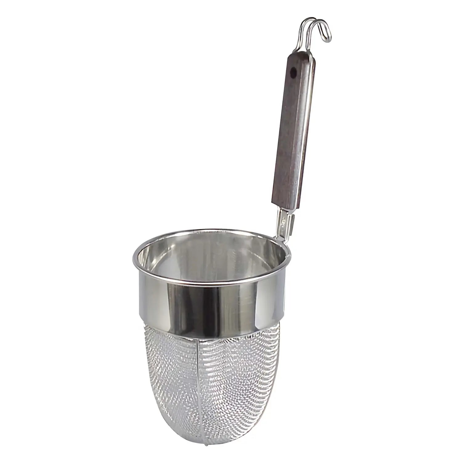 Fujiboshi Stainless Steel Udon Noodle Strainer with Wooden Handle - Deep Round Base Colander for Pasta, Ramen & Asian Noodles - Perfect for Home Cooking & Restaurant Use