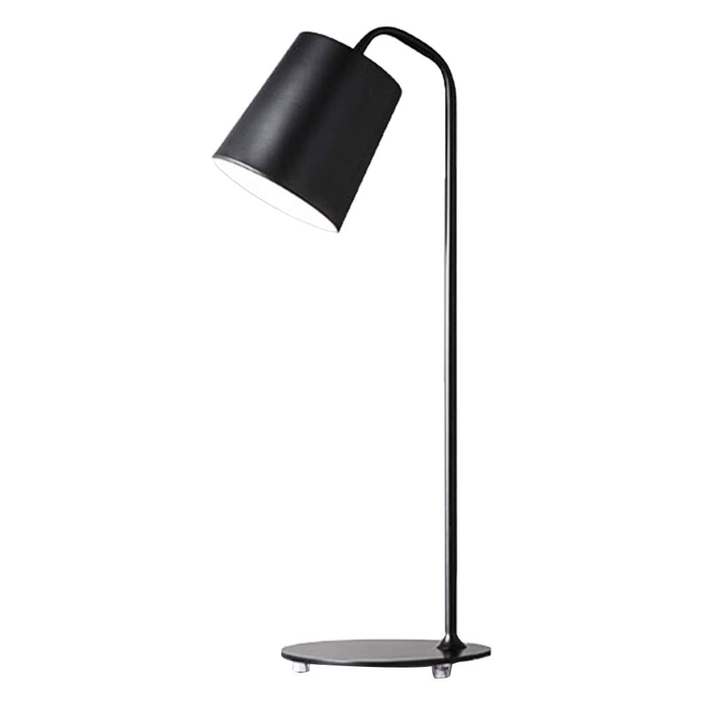 Modern Nordic LED Table Lamp - Simple American Iron Desk Lamp for Reading, Office & Study with Button Switch - Black Bedside Lamp for Bedroom, Living Room & Dorm Decor