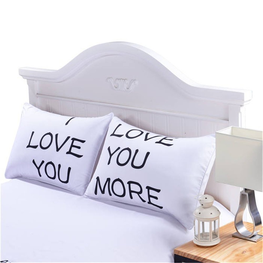 Sleepwish 'I Love You' & 'Love You More' Pillowcase Set of 2 - Valentine's Day Couples Gift for Him & Her - 20x36 Inch Decorative Pillow Shams - Perfect for Romantic Bedroom Decor & Anniversary Presents