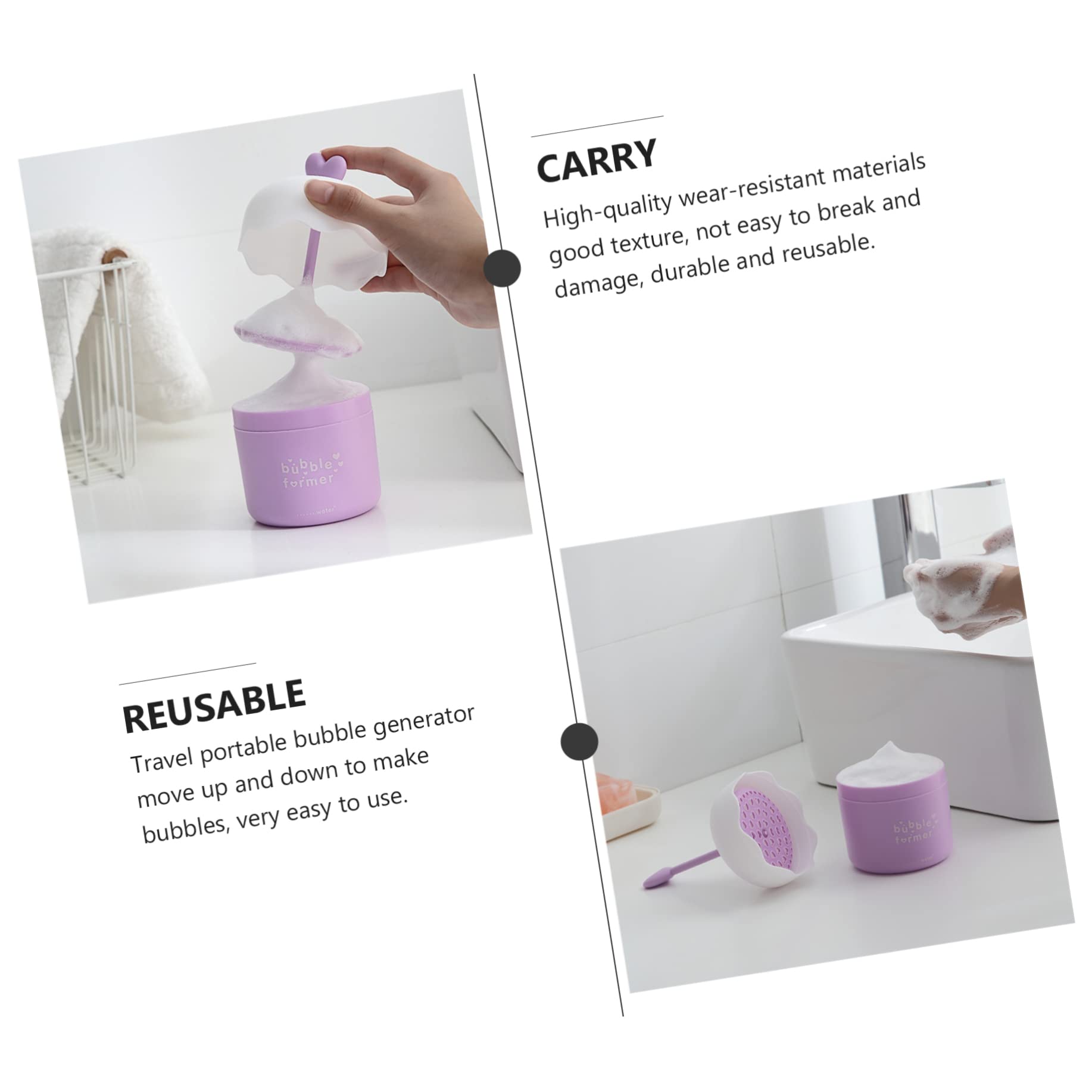 Zerodeko 3-Pack Bubble Machine Foam Dispenser - Facial Cleansing Tool & Body Wash Cup for Kids | Purple PP Foam Maker | Perfect for Spa Days, Bath Time & Gentle Face Washing