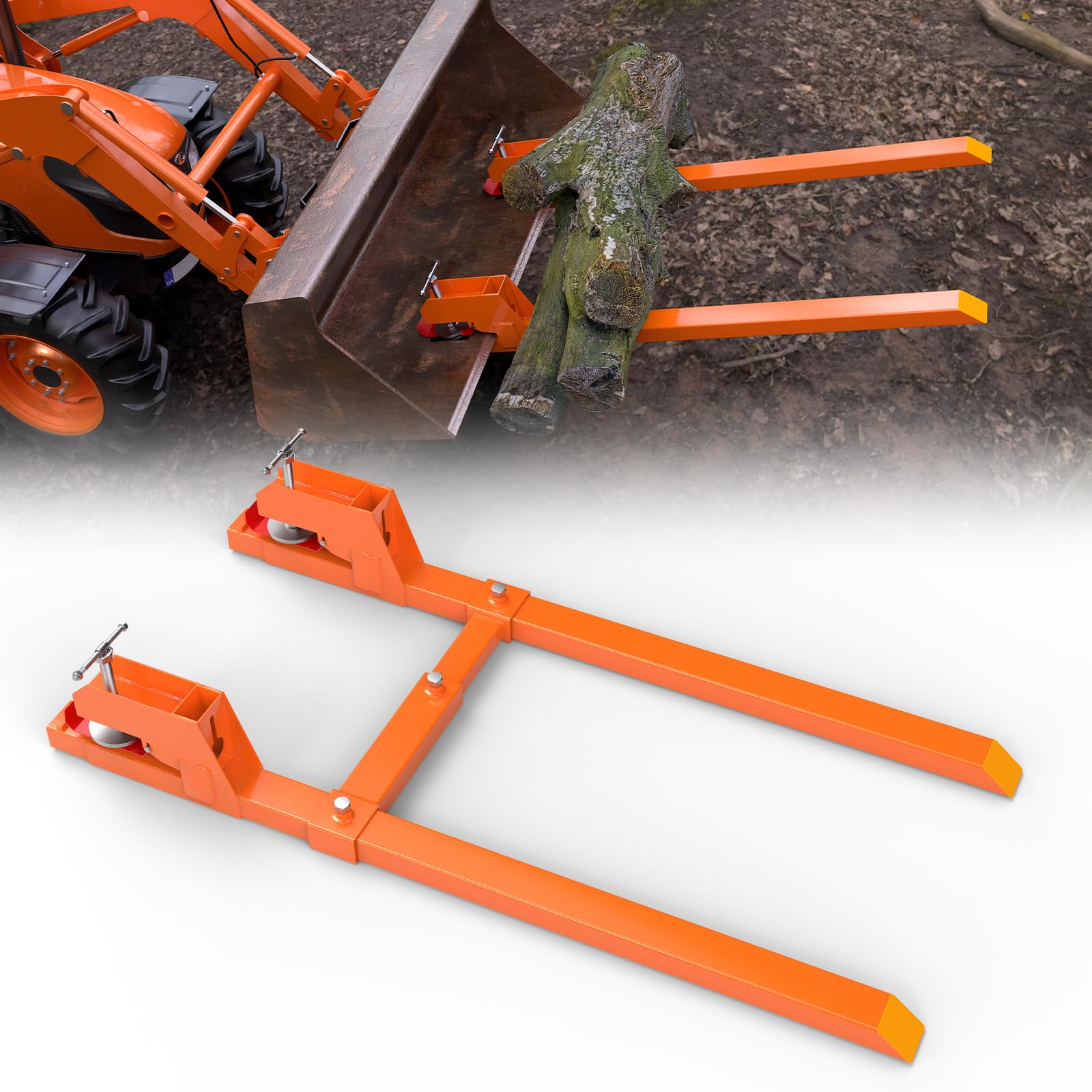 2025 Upgraded Clamp-On Pallet Forks with Non-Slip Pad & Tongue - 60