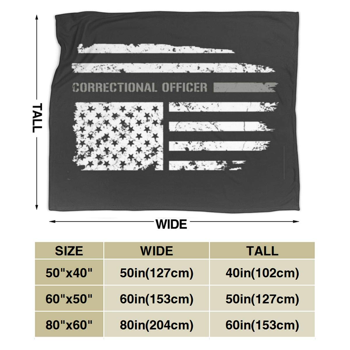 Correctional Officer Flag Blanket - Ultra Soft Flannel Fleece All-Season Lightweight Throw for Living Room, Bedroom & Outdoor Use - Warm Cozy Blanket for Gifts, Camping & Home Decor