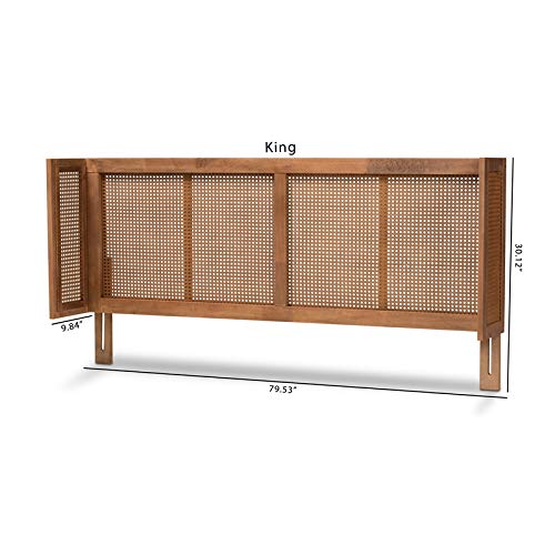 BOWERY HILL Modern Wood Full Size Headboard with Woven Detailing in Brown - Perfect for Bedroom Decor, Guest Room Upgrade & Cozy Home Makeover