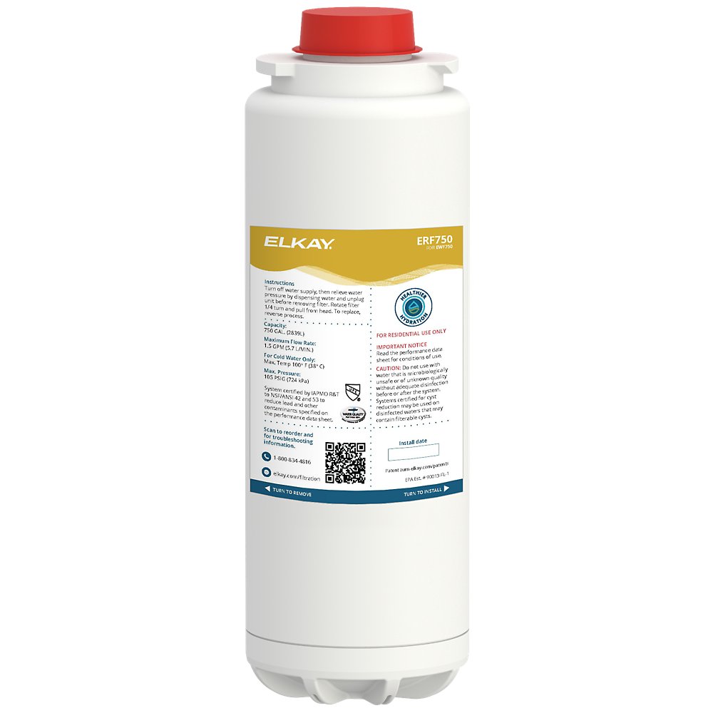Elkay ERF750 WaterSentry Lead & Microplastics NSF/ANSI Certified 750 Gallon 12-Month Water Filter for Home Use - Removes Contaminants for Clean Drinking & Cooking Water