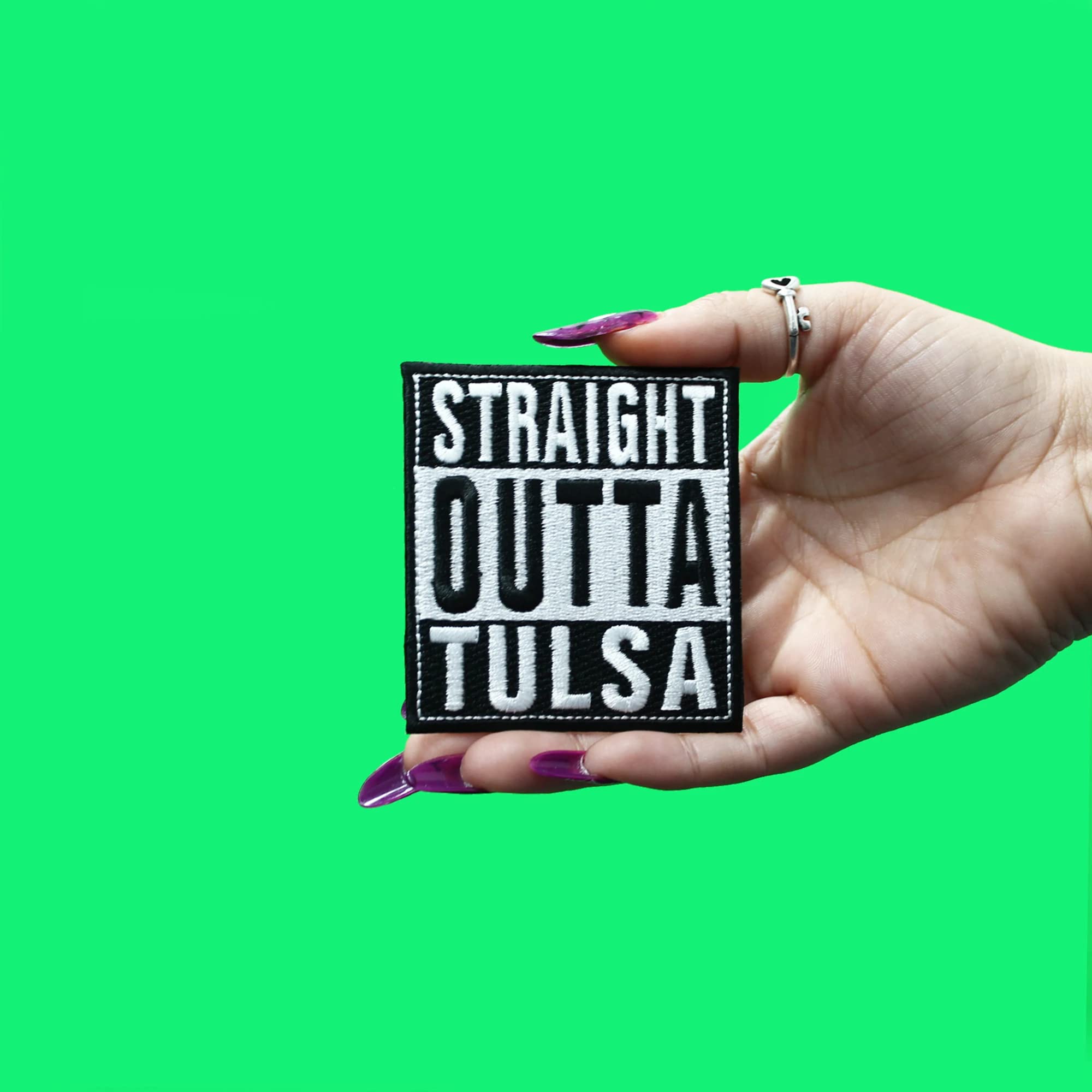 Straight Outta Tulsa Embroidered Iron On Patch - Premium Quality for Jackets, Hats, Bags & DIY Crafts