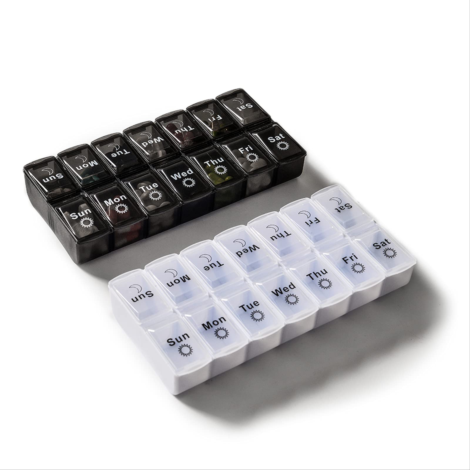 Venuy 2 Pack 7-Day Weekly Pill Organizer - 28 Compartments Medicine Case, Tablet Dispenser & Storage Box - Perfect for Travel, Work, and Daily Medication Management