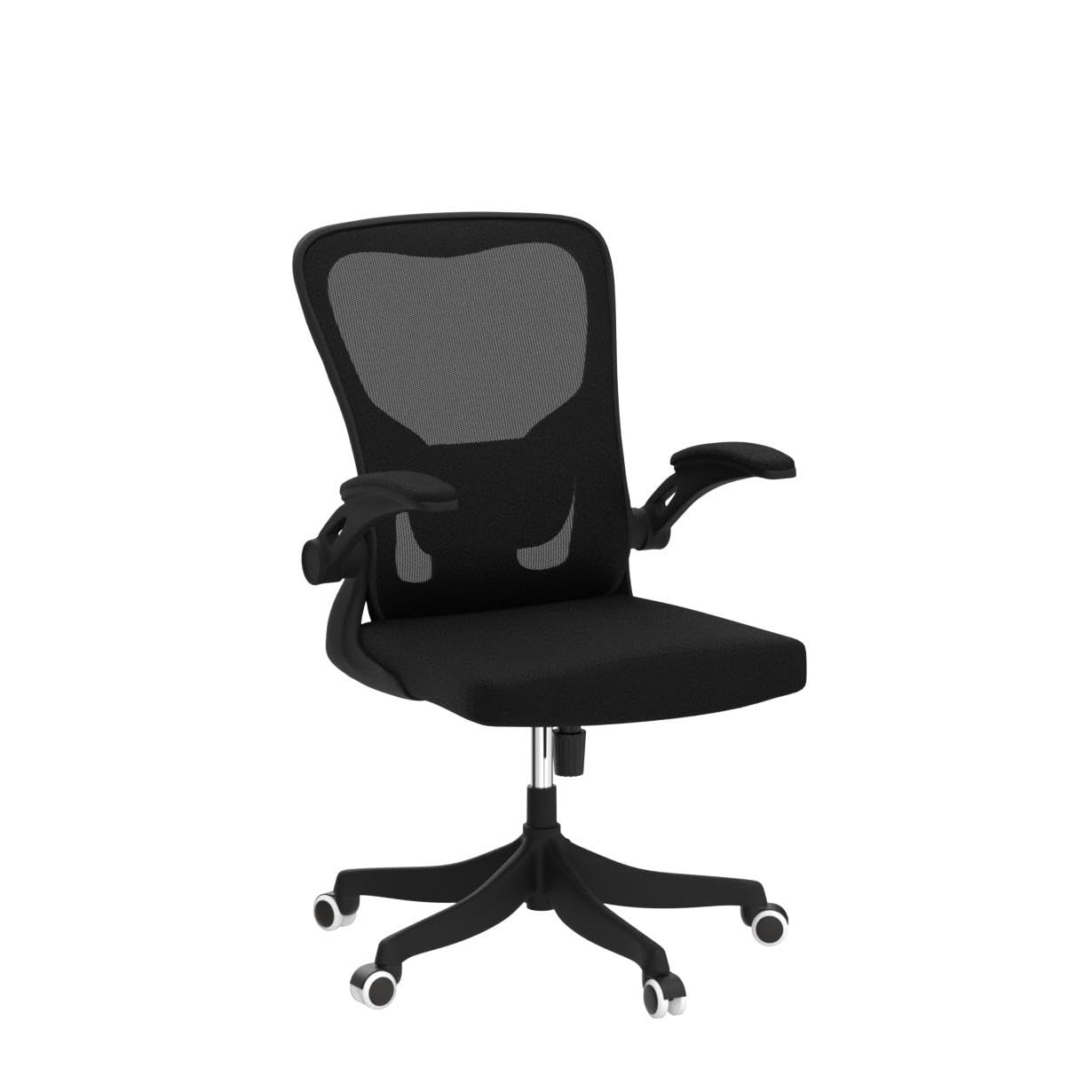 Ergonomic Office Chair with Lumbar Support - Adjustable Height & 2D Flip-Up Arms - Breathable Black Mesh Desk Chair for Home Office, Study & Gaming - Perfect for Long Work Hours & Online Meetings