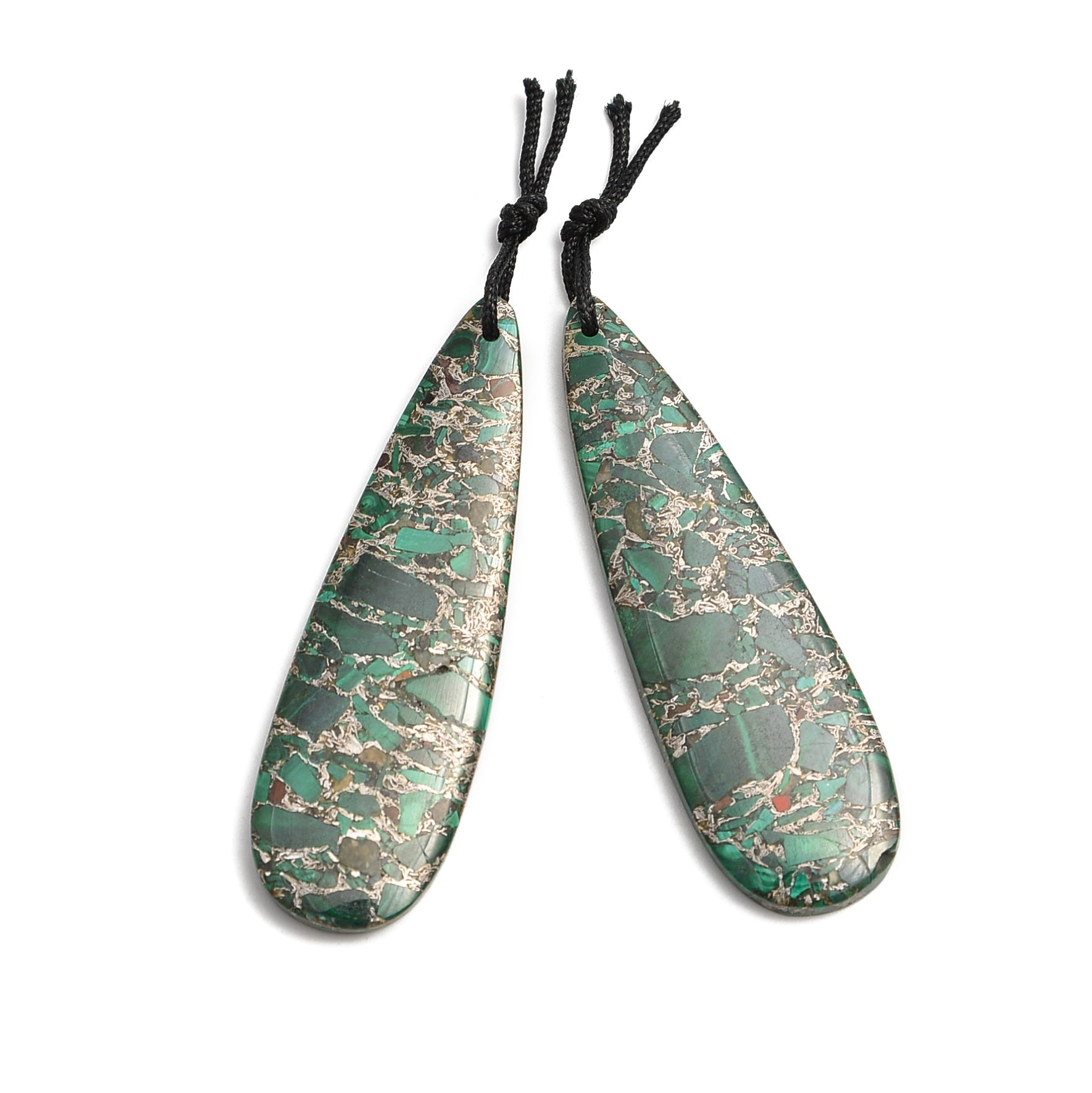 Dark Green Sea Sediment Jasper Teardrop Pendant Earrings - 18x60mm Natural Stone Dangle Earrings for Women | Boho Chic Jewelry, Gift for Her, Wedding & Party Accessories