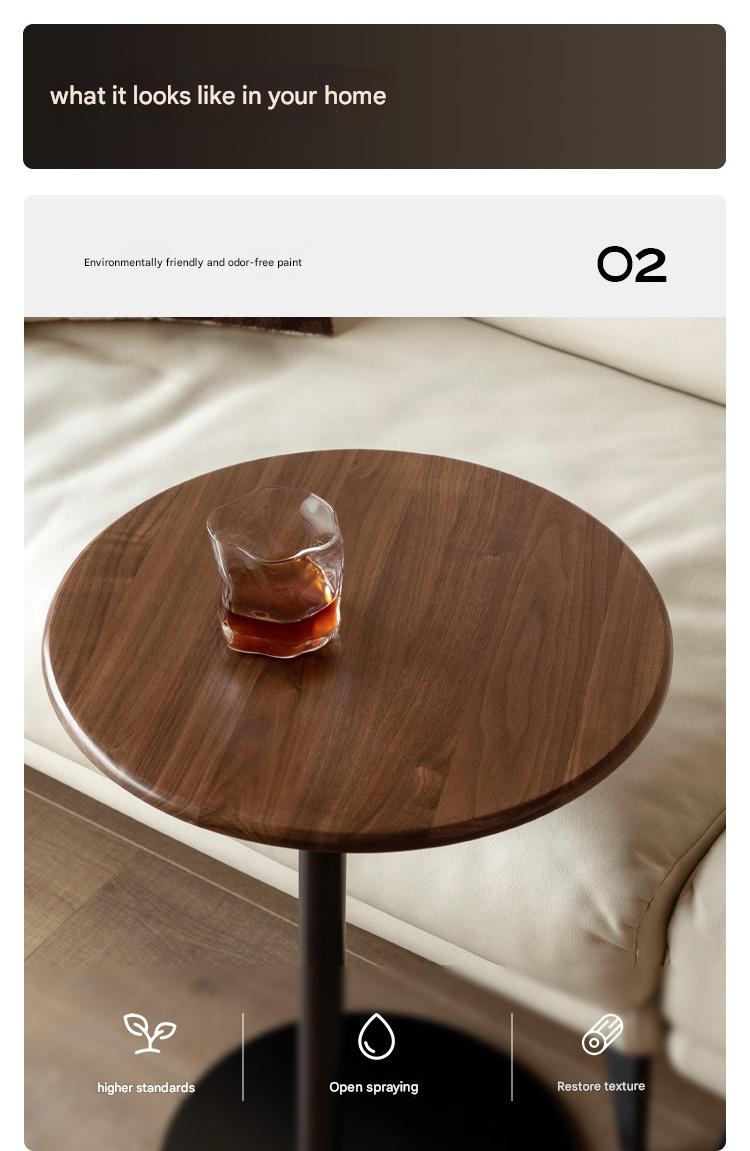 Premium Black Walnut Solid Wood Side Table - Handcrafted Nightstand with Natural Wood Grain - Perfect for Bedroom, Living Room & Office Decor