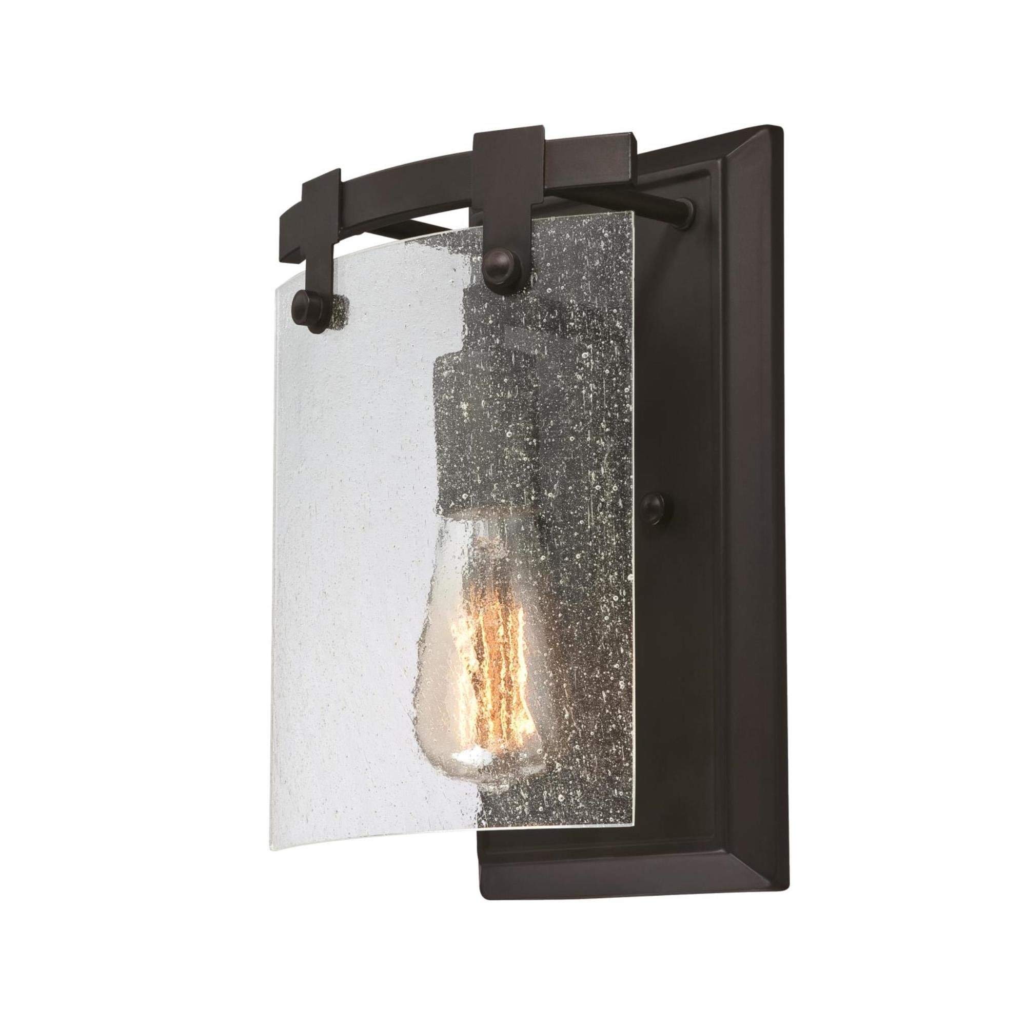 6352300 Burll O-Light Indoor Wall Fixture - Oil Rubbed Bronze Finish with Clear Seeded Glass - Perfect for Hallway, Bedroom, and Entryway Lighting