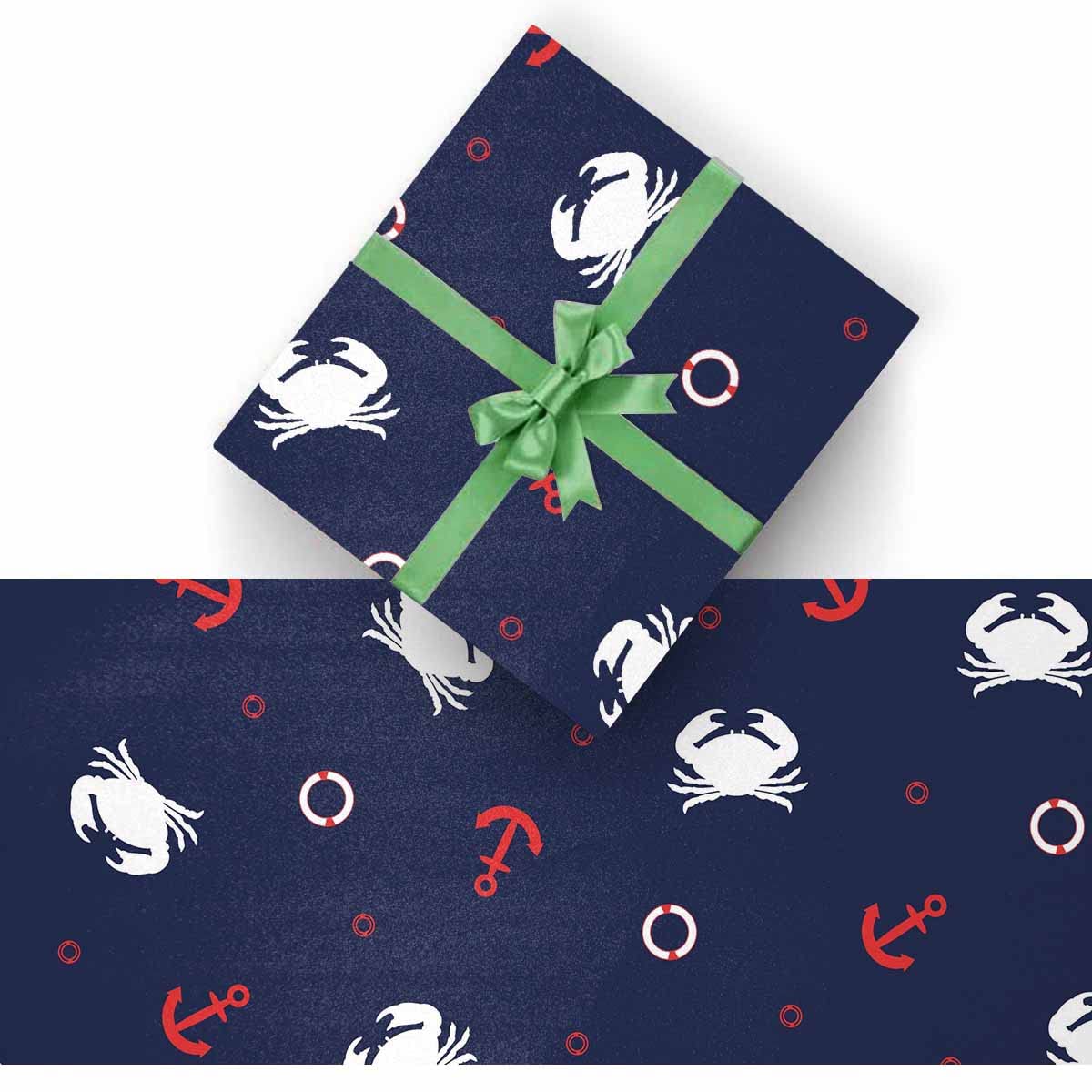 InterestPrint Crab Pattern Gift Wrapping Paper - 3 Rolls for Birthday, Mother's Day, Christmas & Special Occasions | Perfect for DIY Crafts, Present Wrapping & Party Decorations