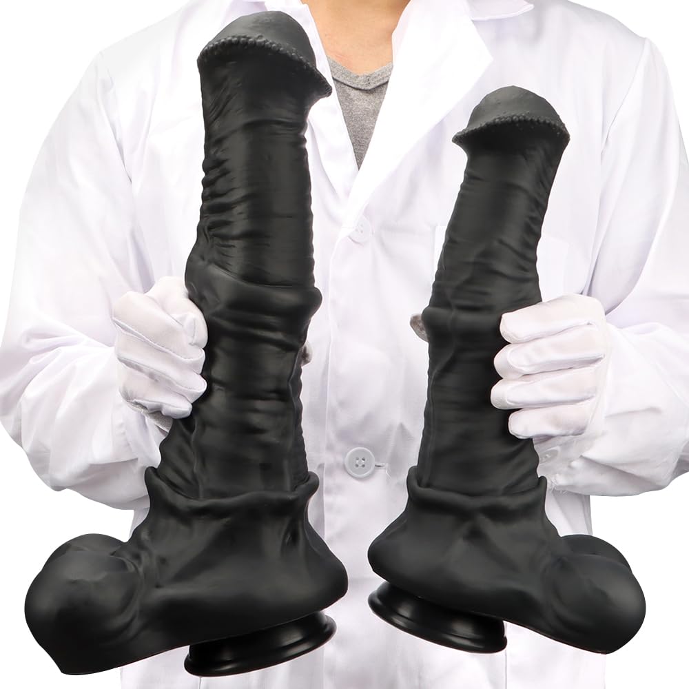 XXXL Black Realistic Silicone Horse Dildo - Extra Large Animal Penis Toy for Anal, Vaginal & Prostate Stimulation | G-Spot & SM Play | Adult Sex Toy for Men, Women & Couples (Black-XXL) - Perfect for Roleplay, BDSM & Solo Play