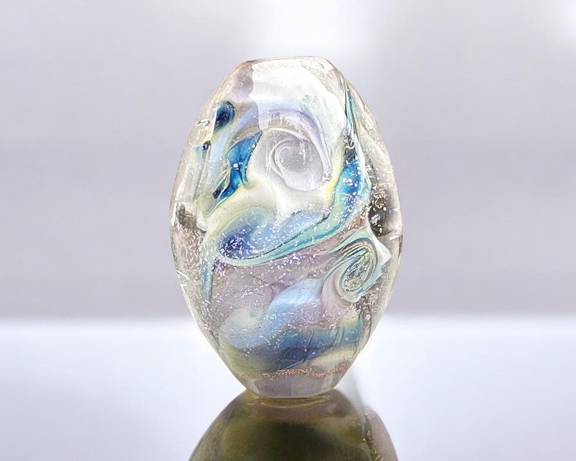Tidal Mist Dichroic Glass Lampwork Focal Bead - Handmade Artisan Jewelry Bead for Necklace, Bracelet & DIY Craft Projects - Perfect for Beaders & Jewelry Makers
