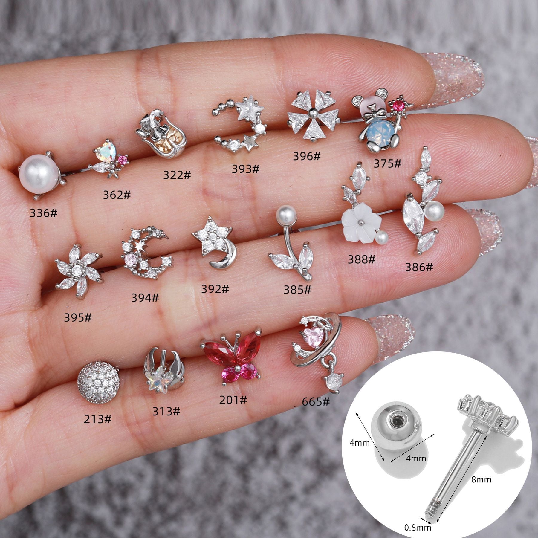 20G Cartilage Stud Earrings - Flower Conch & Tragus Studs for Women | EGD0336 | Perfect for Piercing Jewelry, Daily Wear & Special Occasions