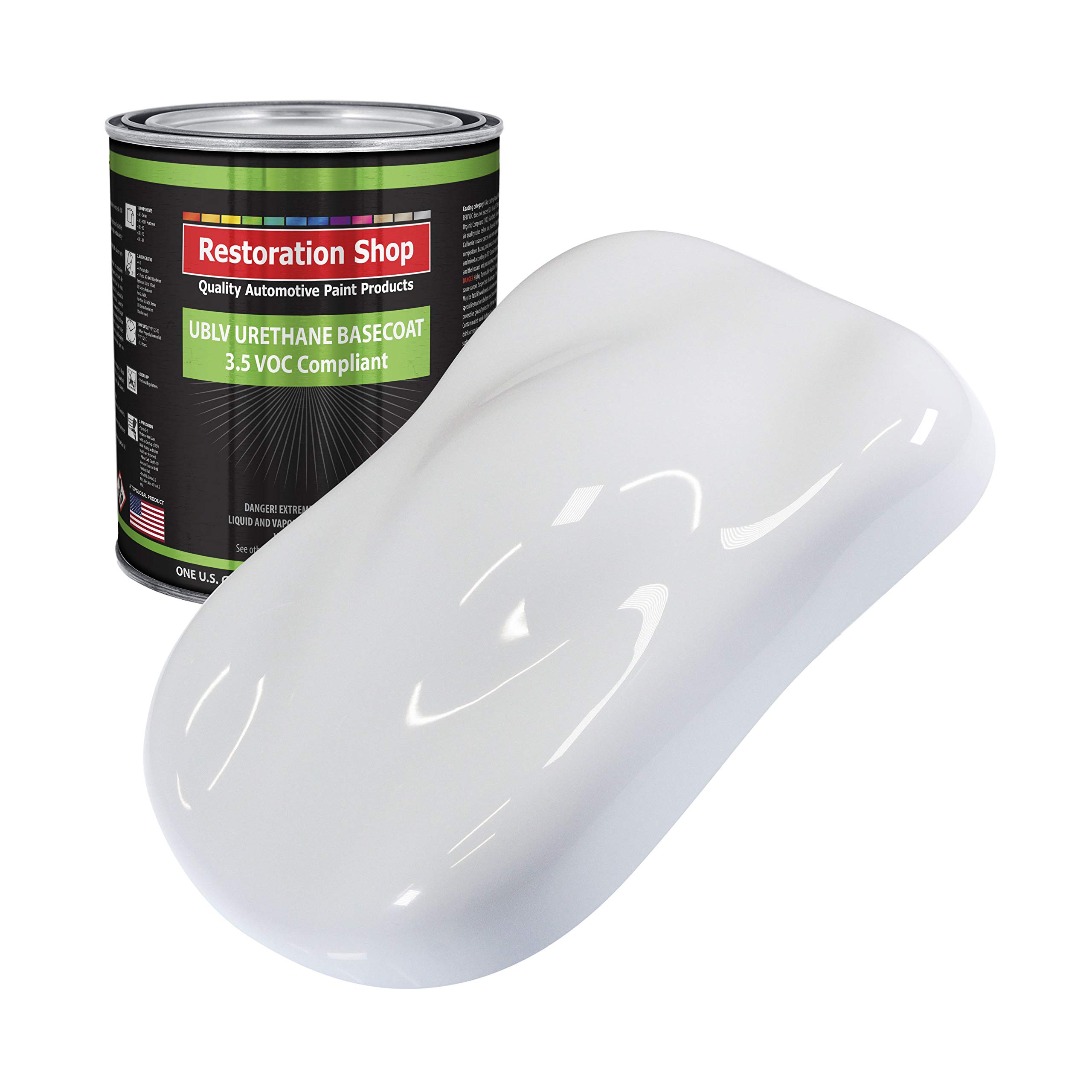 Restoration Shop - Winter White Low VOC Urethane Basecoat Auto Paint (1 Gallon) - Professional High Gloss Automotive Refinish Coating for Cars & Trucks - Ideal for DIY Auto Restoration, Touch-Ups & Professional Body Shop Use