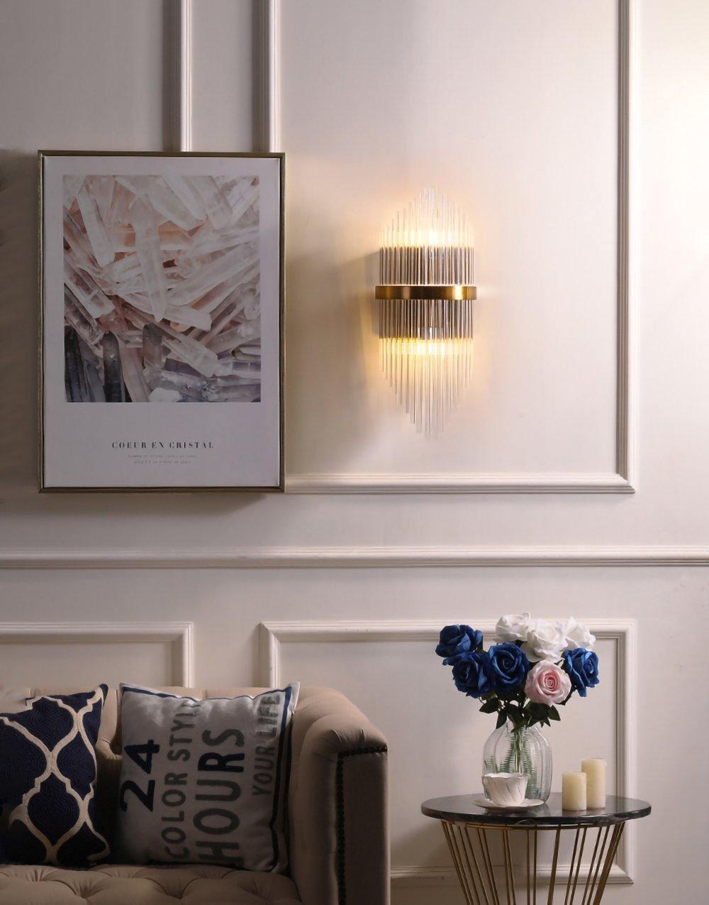 Elegant Crystal Wall Sconce Light Fixture - Modern Home Decor for Bedroom, Living Room & Hallway Lighting