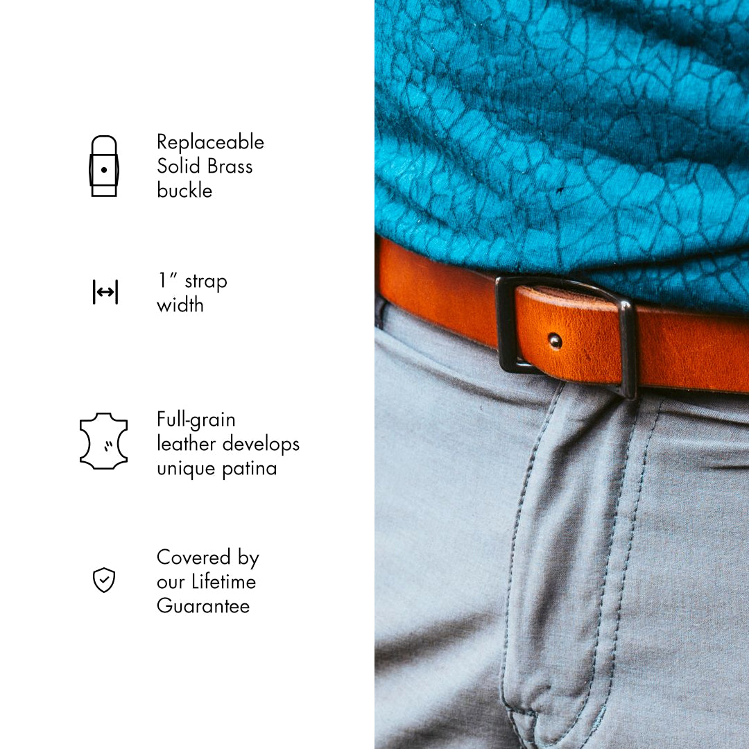 Premium Genuine Leather Conway Belt for Men - Stylish & Durable Dress & Casual Wear - Perfect for Office, Business & Everyday Use