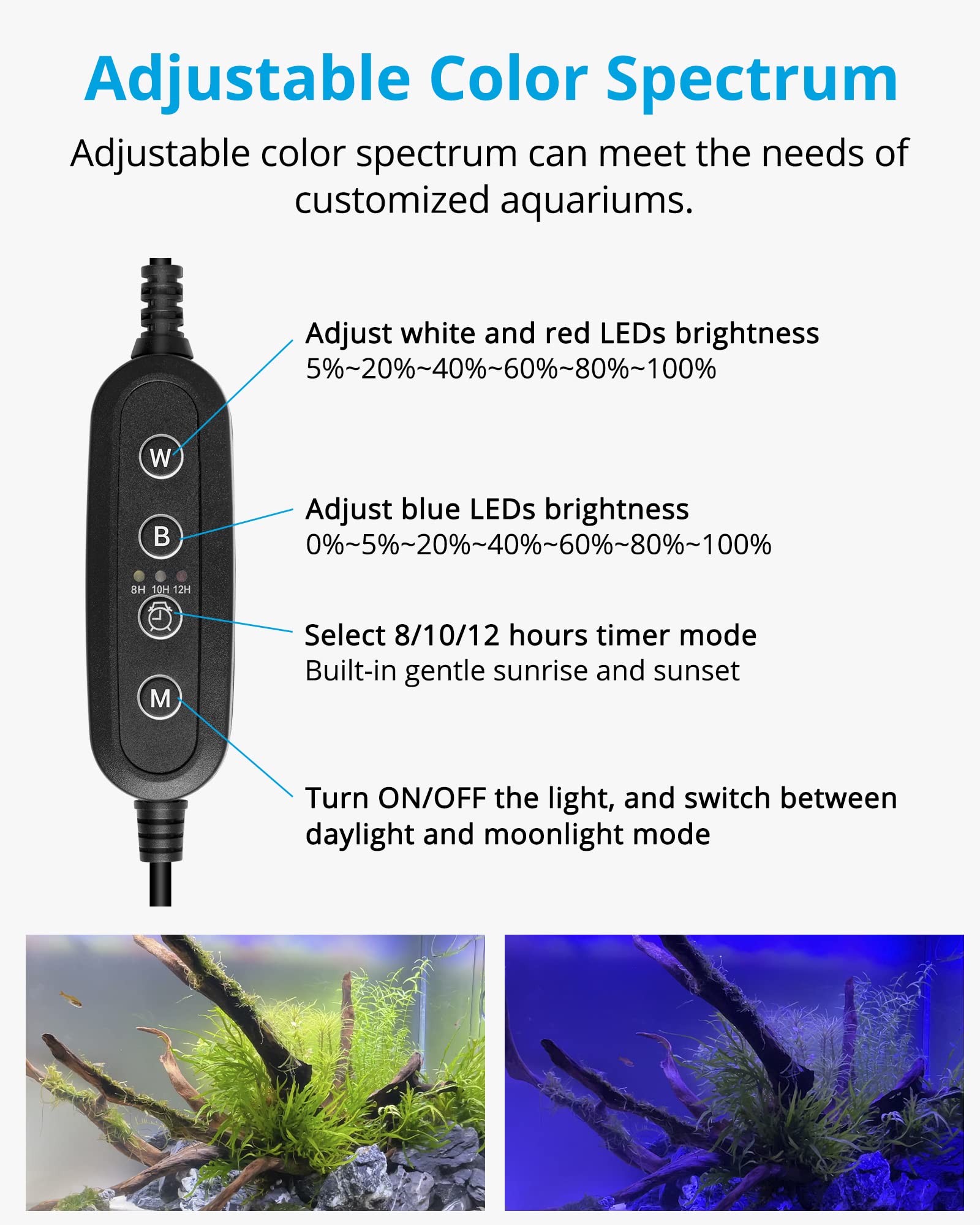 NICREW Full Spectrum Aquarium Light for Planted Tanks - 20W with Timer - Perfect for Freshwater Aquascaping