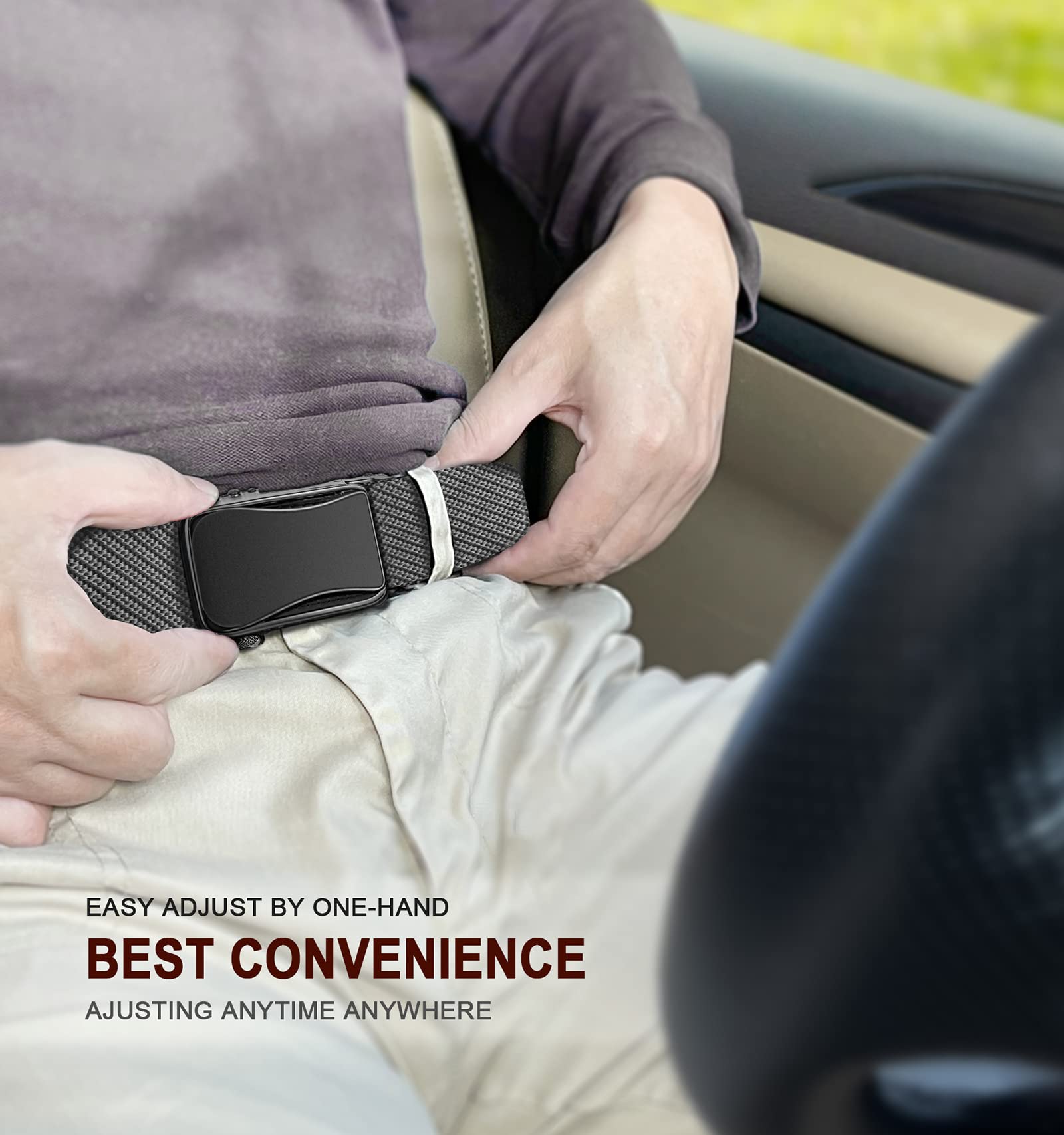 BULLIANT Men's Golf Belt - Stretch Nylon Ratchet Belt for Golf & Hiking