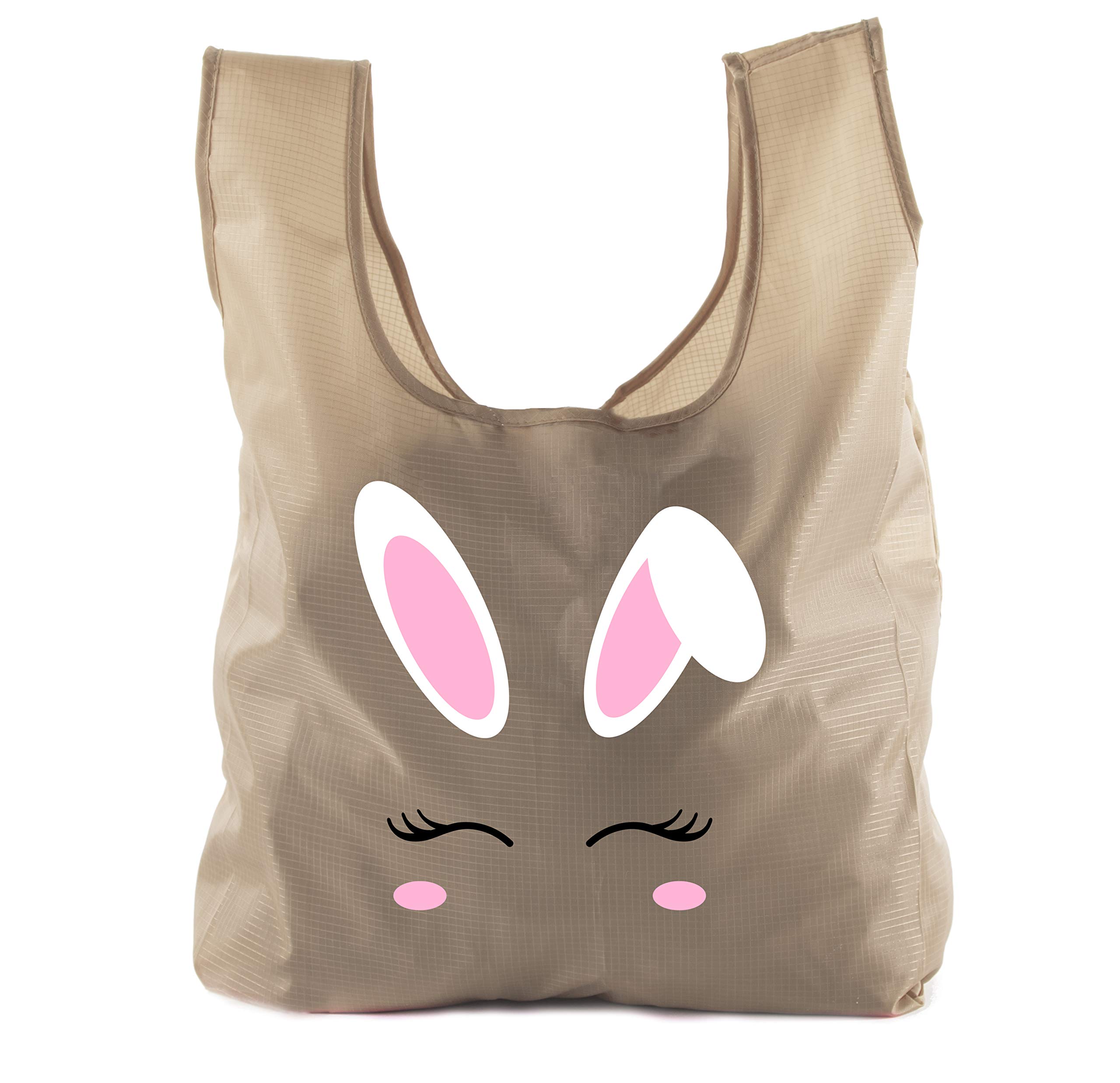 Easter Basket Bags - Bulk Reusable Grocery Tote Bags for Easter Egg Hunt with Cute Bunny Face Design | Perfect for Easter Gifts, Party Favors & Spring Celebrations