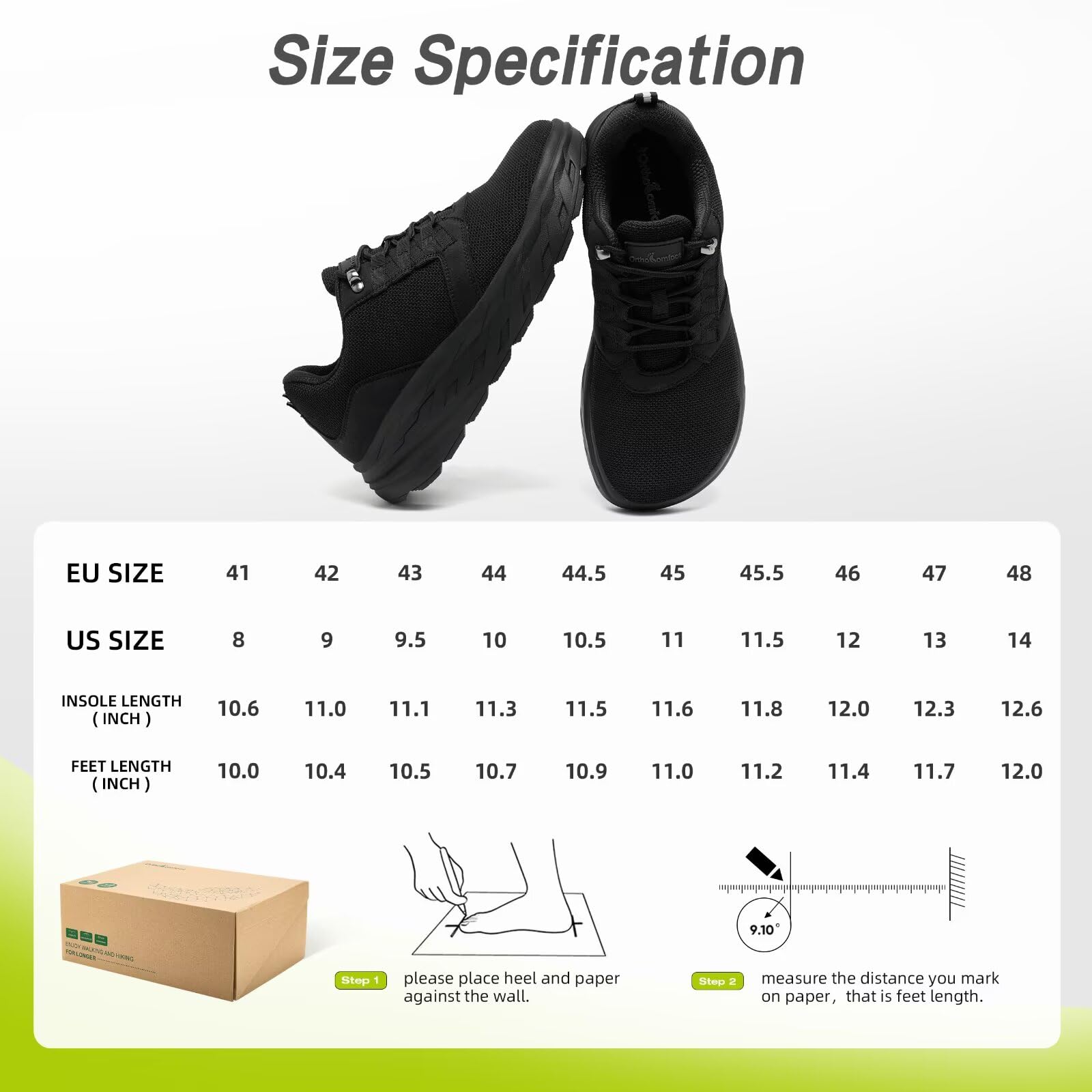 Orthopedic Diabetic Wide Walking Shoes for Men - Comfortable Plantar Fasciitis Sneakers with Arch Support | Hammer Toe Relief & Swollen Foot Pain | Work, Sports & Casual Wear | Ideal for Heel Pain, Foot Pain & Daily Comfort