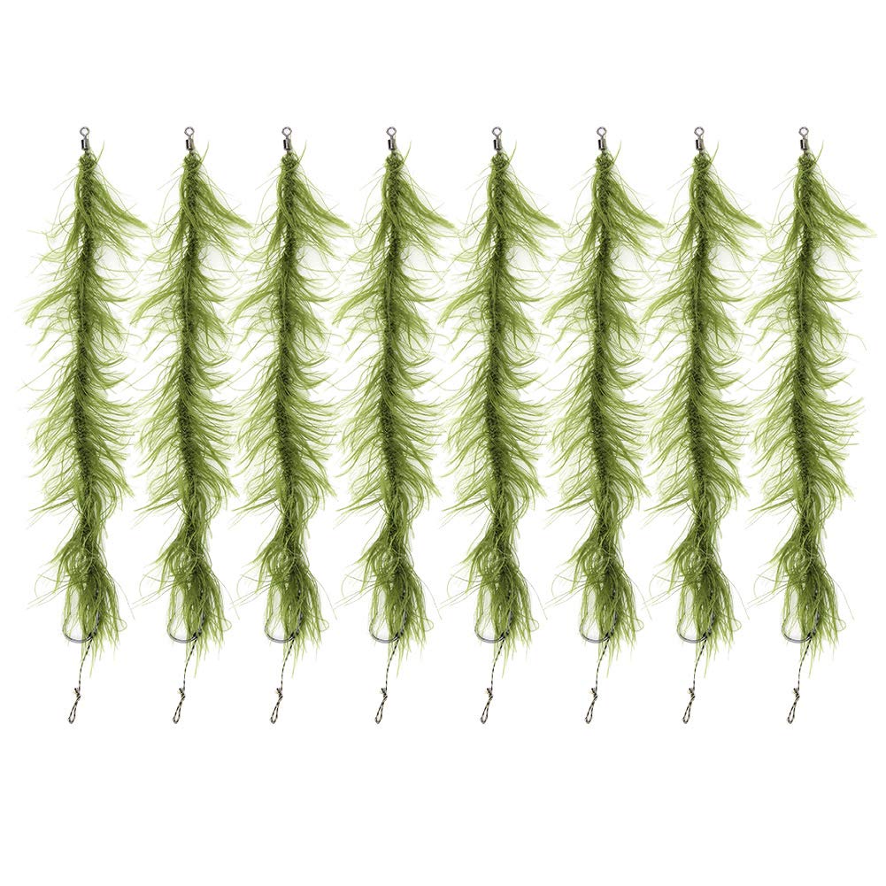 8PCS Carp Fishing Tied Hair Rigs with Barbed Hooks & Green Nylon Line - Durable Fishing Hook Set for Outdoor Angling - Perfect for Lake, River and Pond Fishing Adventures