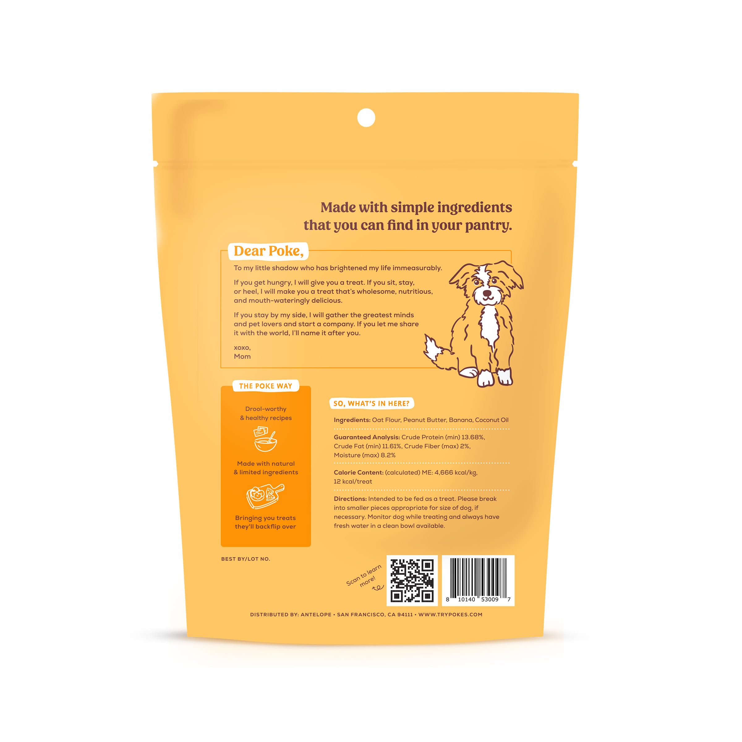 **Poke's PB 'Nana Pie Dog Treats - Crunchy Peanut Butter & Banana Biscuits, Limited Ingredient, Natural, Wheat-Free, Made in USA (8 oz) - Perfect for Training, Rewards & Healthy Snacking**
