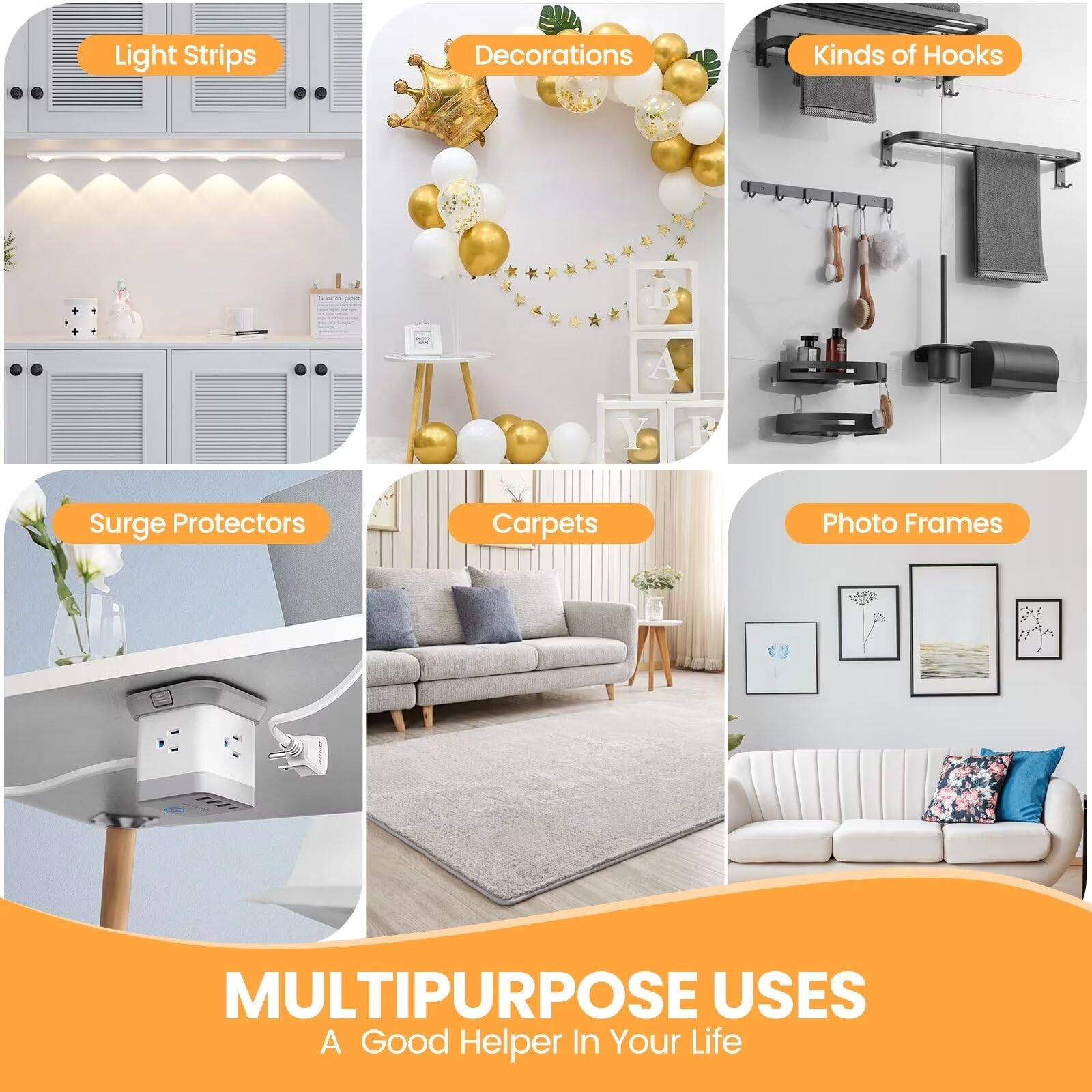 Double Sided Tape Heavy Duty - 160 Inch Clear Nano Mounting Adhesive Tape for Wall Hanging, Carpet, Posters | Removable Strong Bond for Home, Office & Outdoor Use | Perfect for Picture Frames, Decor & DIY Projects