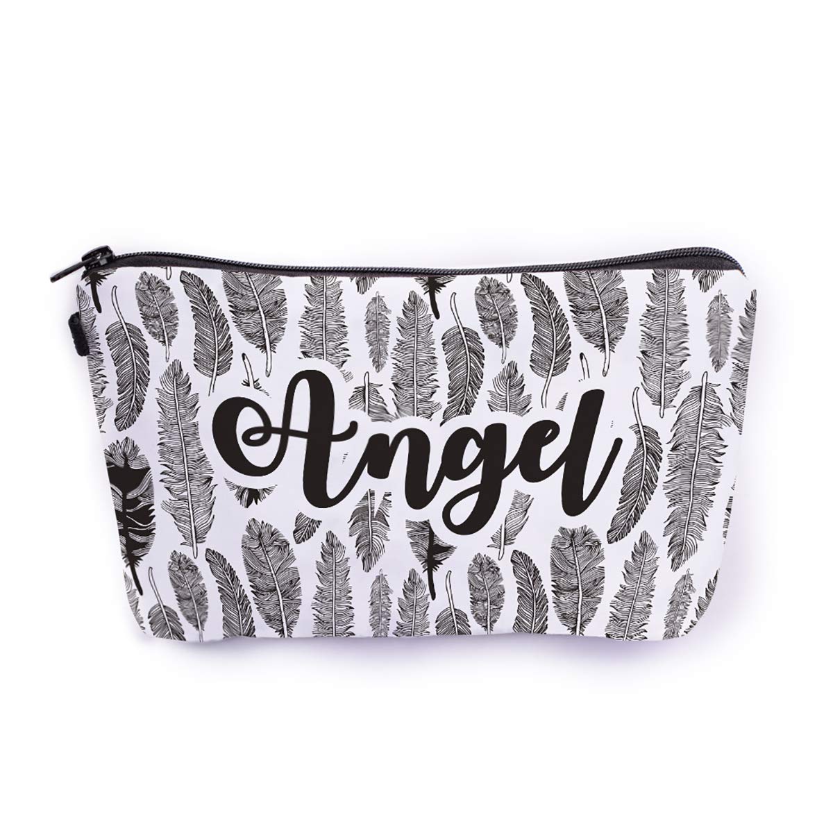Crazyify Angel Ready Leavy Cosmetic Bag for Women - Waterproof Canvas Makeup Pouch with Zipper, Travel Toiletry Organizer | Perfect for Daily Use, Gym, Travel & Gift Giving