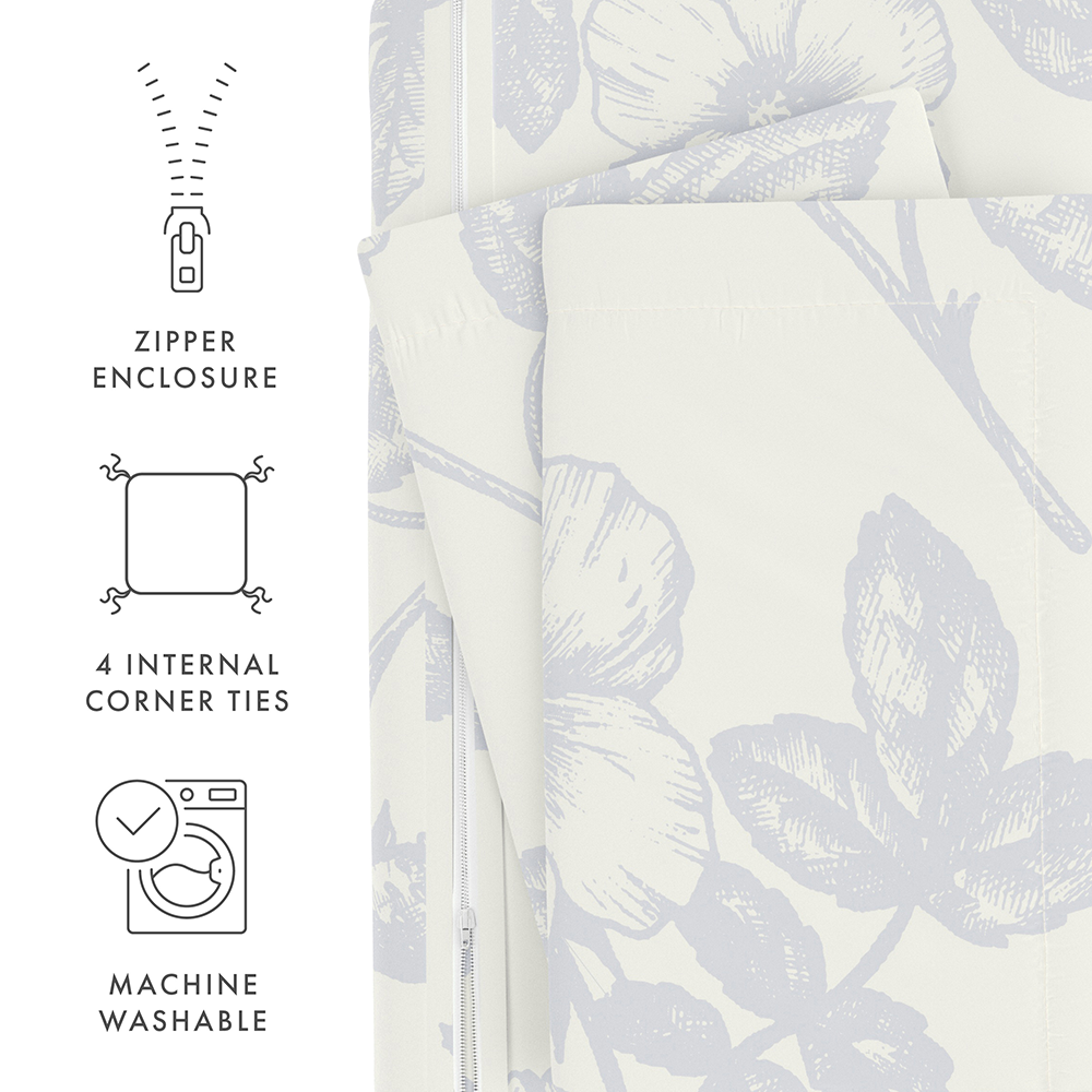 Floral Garden Print 3-Piece Duvet Cover Set - Queen Size Bedding with Pillow Shams - Perfect for Spring Refresh & Boho Bedroom Decor
