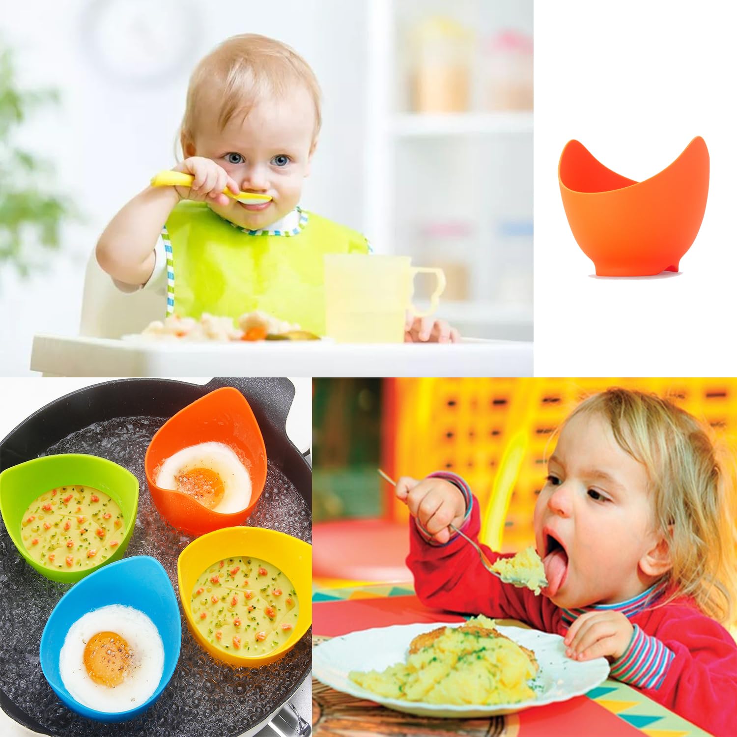 4pcs Silicone Egg Poacher Cups with Oil Brush - Nonstick BPA-Free Egg Cooking Cups for Air Fryer, Oven & Stovetop - Perfect for Breakfast, Meal Prep & Healthy Cooking