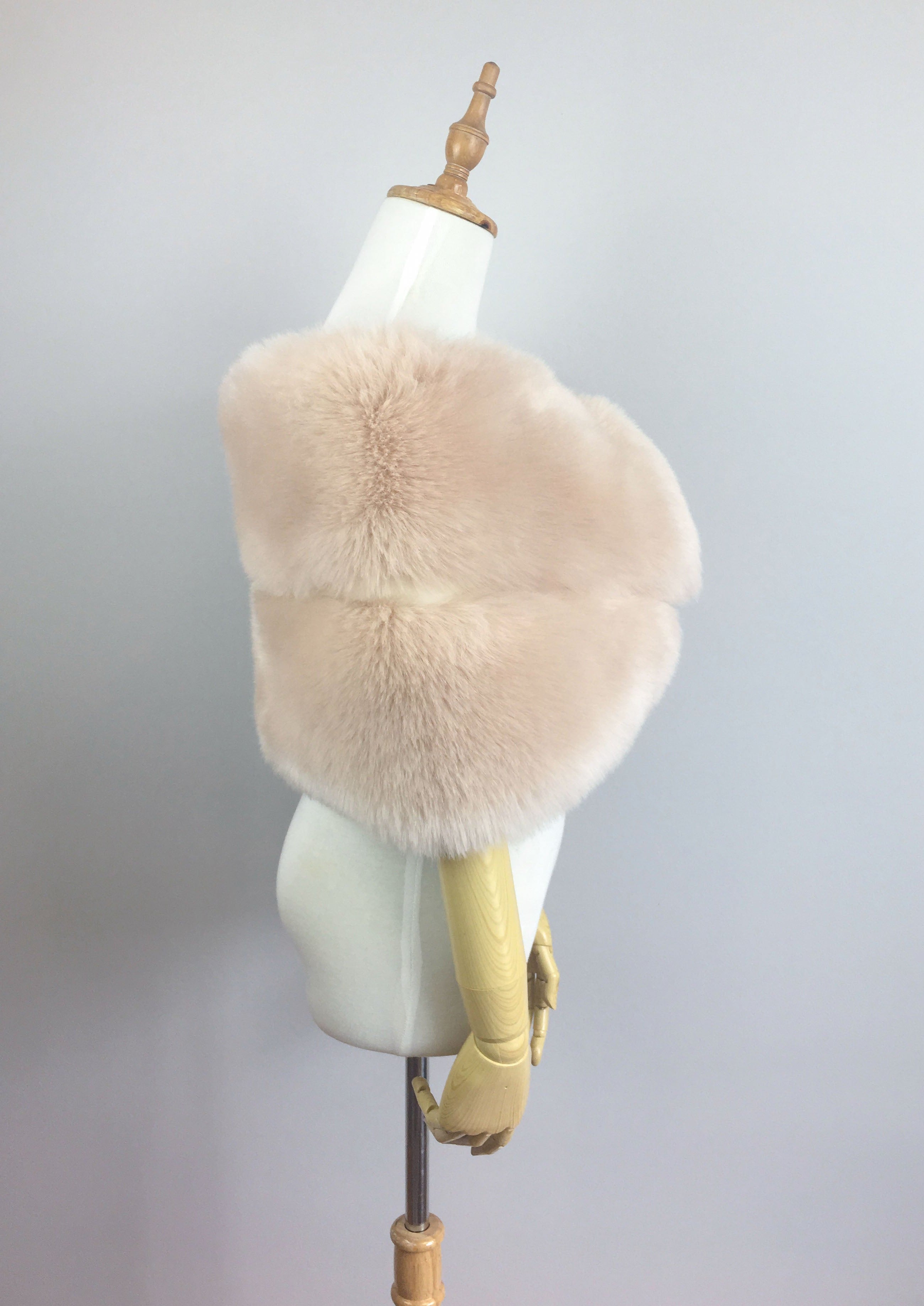Blush Beige Fur Shawl Wrap - Women's Elegant Winter Fashion Scarf for Parties, Weddings & Evening Events (Penelope Blu01)