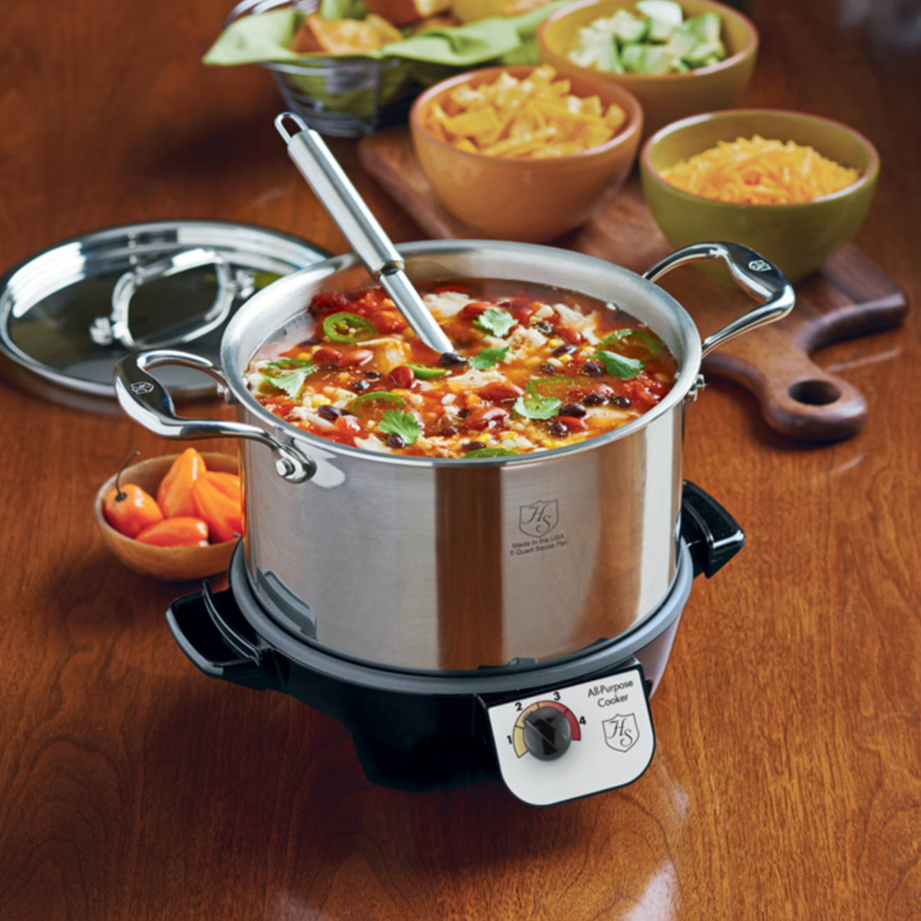Premium Titanium Series 5 Quart Sauce Pot with Lid - Durable & Non-Stick Cooking Pot for Soups, Stews, Pasta - Perfect for Home Kitchen & Professional Chefs