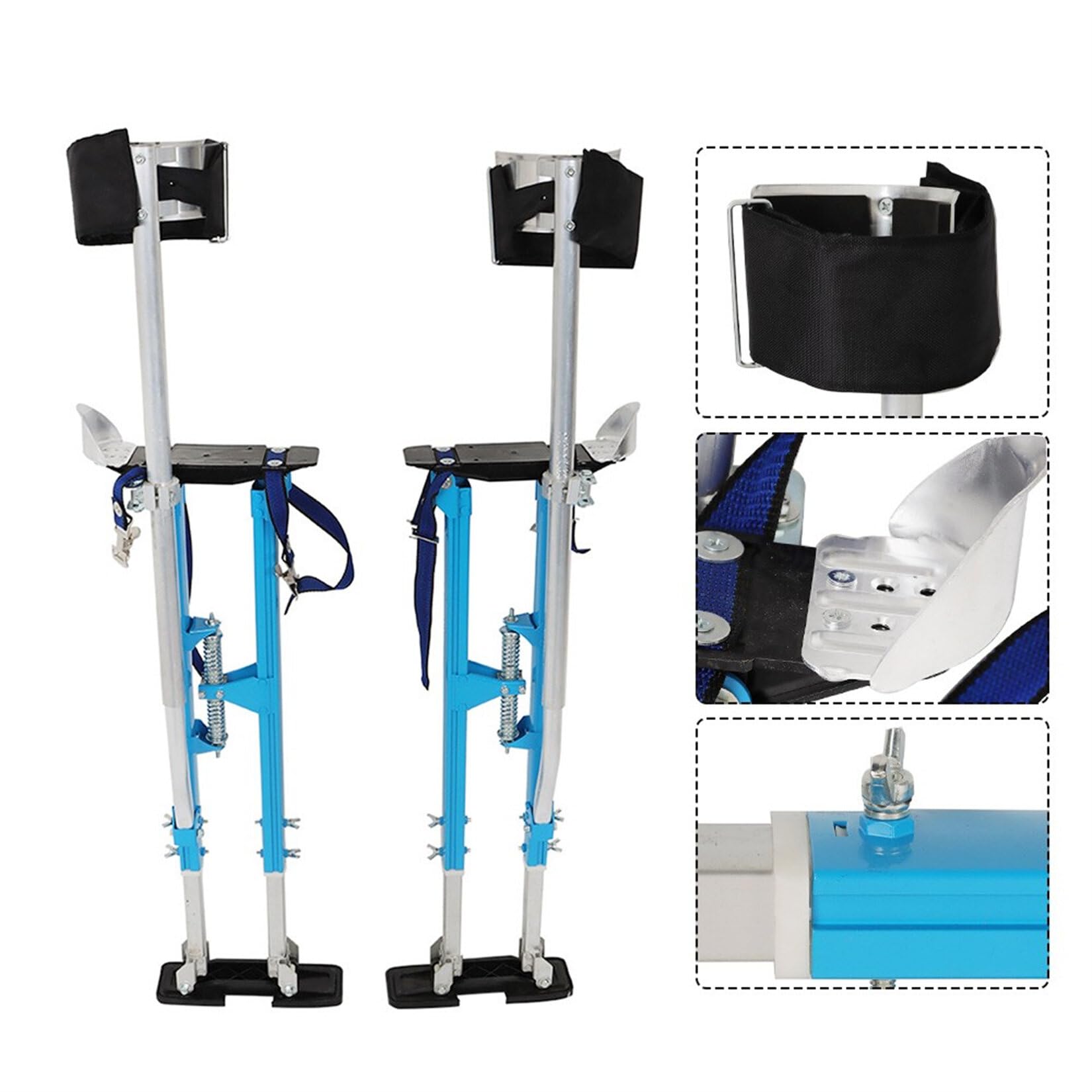 36-48 Inch Adjustable Aluminum Drywall Stilts - Blue Professional Painting & Cleaning Stilts for Construction, Ceiling Work & Home Renovation