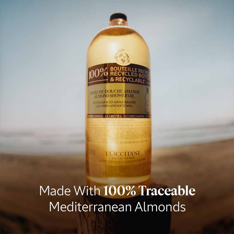 L'OCCITANE Almond Shower Oil - Moisturizing Body Wash for Dry Skin, Vegan & Cruelty-Free - Perfect for Daily Shower & Spa Relaxation at Home