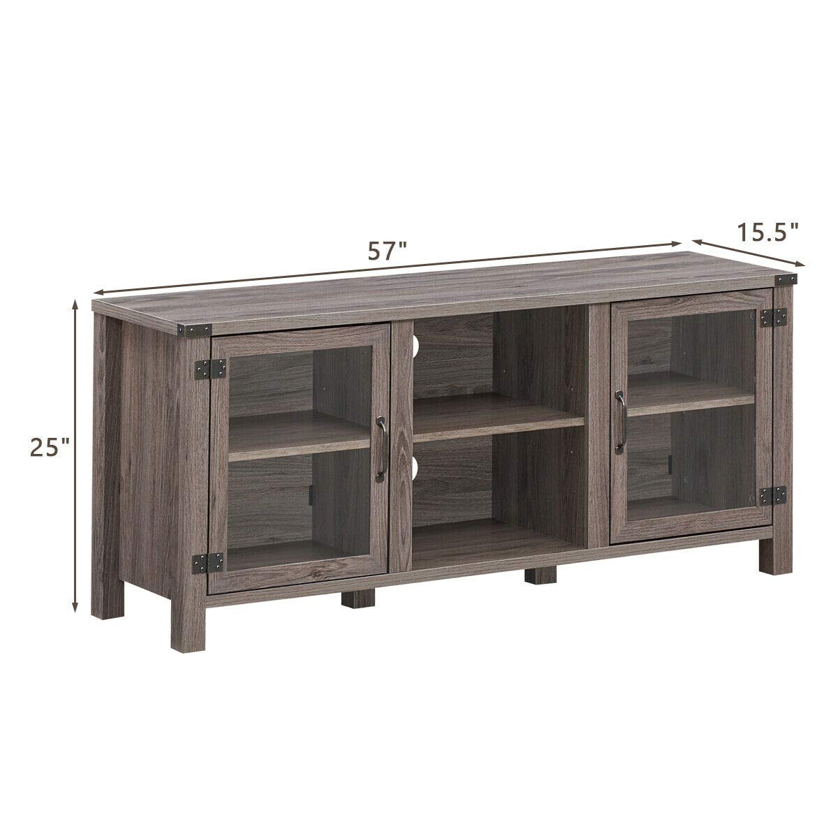 Modern TV Stand with 2-Tier Shelves & Large Cabinets - Entertainment Center for 65 Inch Flat Screen TV | Ample Storage Space, Cable Management & Wooden Legs | Perfect for Living Room, Home Theater & Family Entertainment Areas