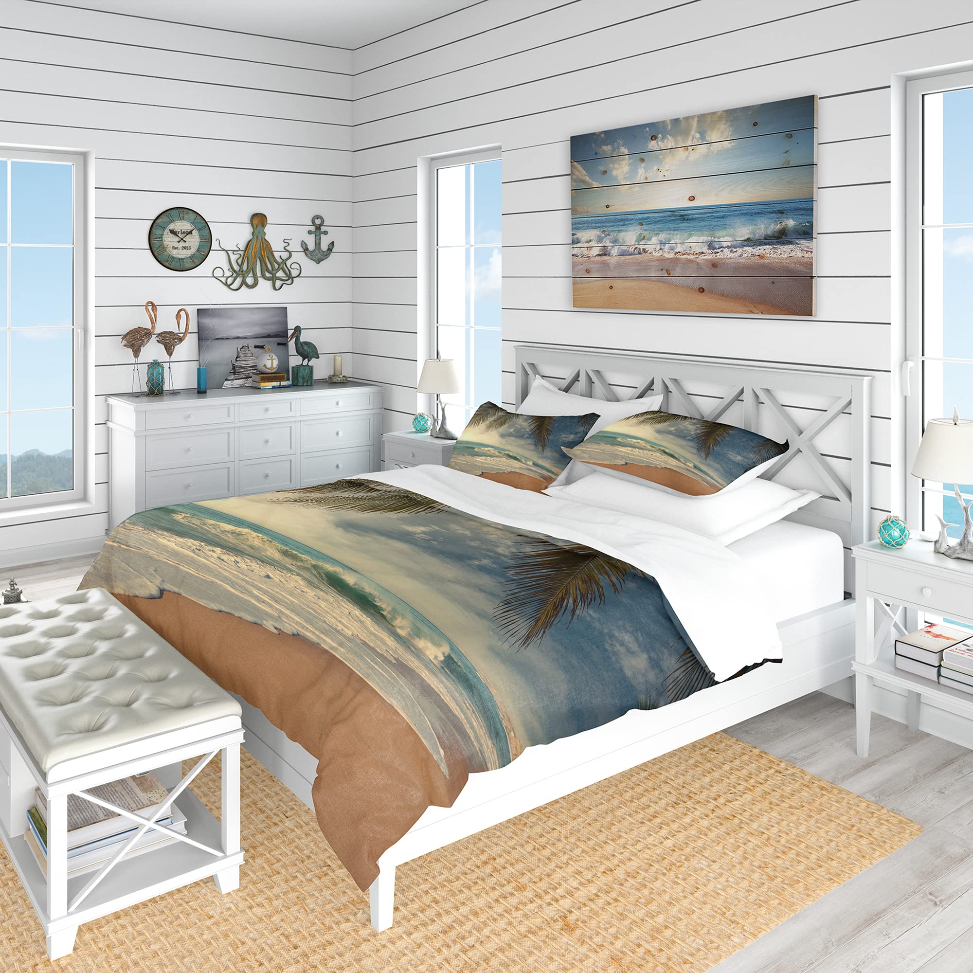 Tropical Beach Duvet Cover Set King - Coastal Bedding for All Seasons