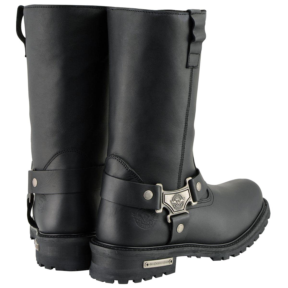 Milwaukee Leather Men's Waterproof Harness Square Toe Work Boots - Black, Size 8.5W/11