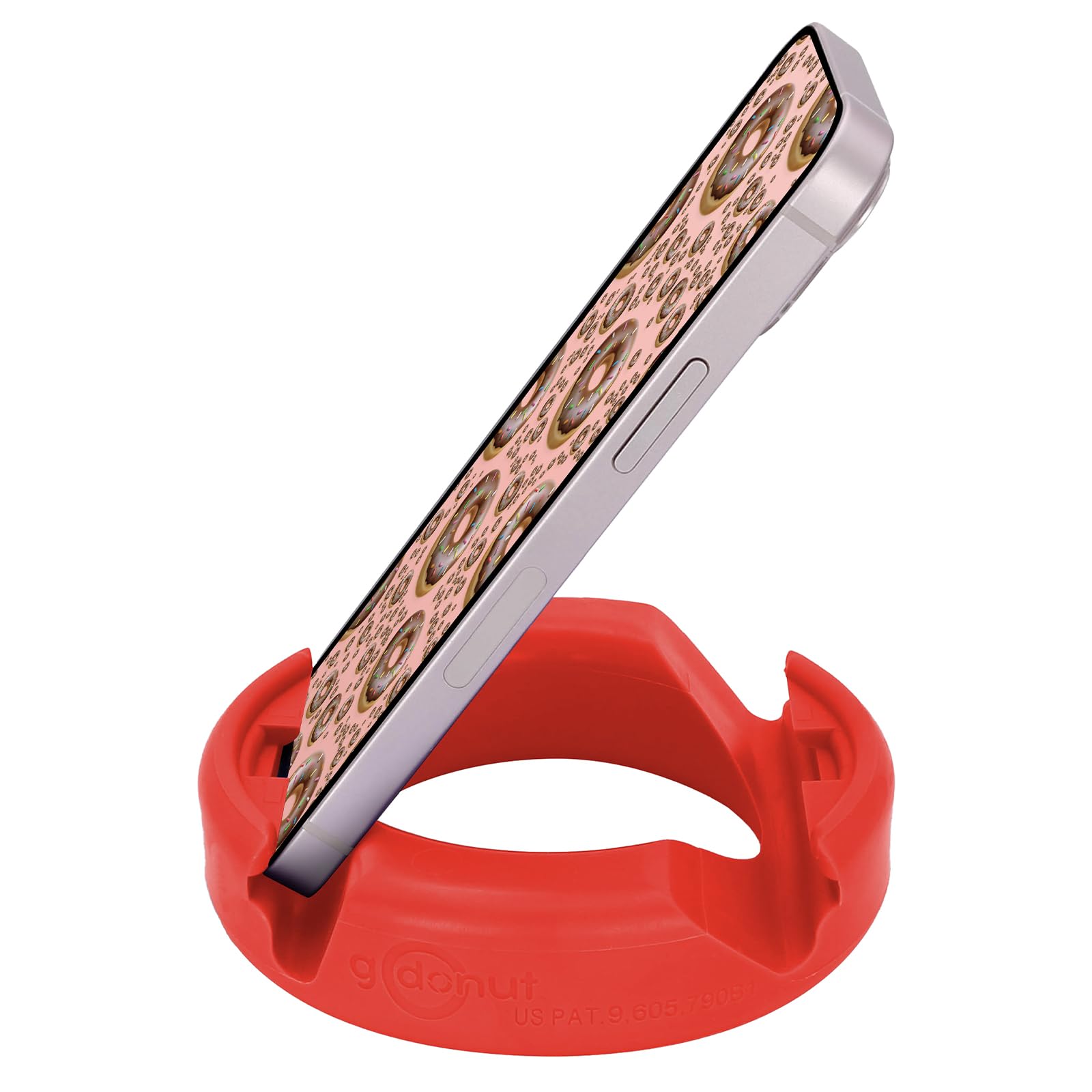 GoDonut Original Phone Stand & Tablet Holder - Universal Desk Organizer Compatible with iPhone 16/15/14 Pro Max, Android Smartphones & iPads (Red) - Perfect for Home Office, Video Calls, Cooking Recipes & Hands-Free Viewing