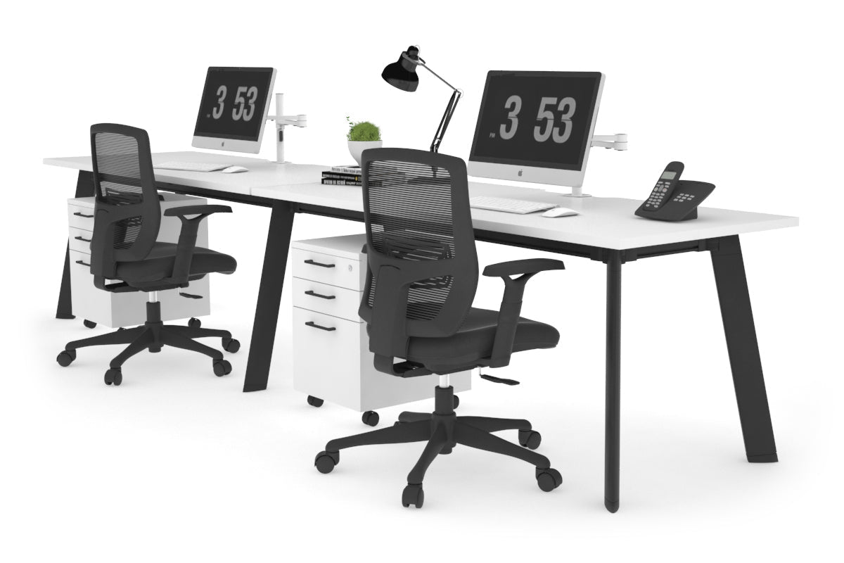 2 Person Office Workstation with Cable Management - 1400L x 800W Adjustable Desk for Collaborative Workspaces | Perfect for Shared Offices, Coworking Spaces & Home Offices