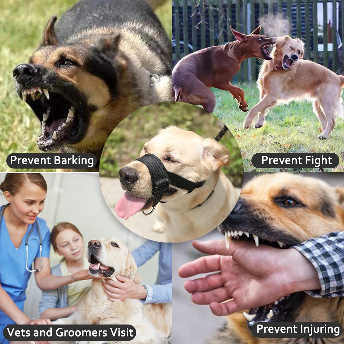 Soft Padded Adjustable Dog Muzzle for Small, Medium & Large Dogs - Anti Biting, Barking & Chewing - Comfortable Pet Training Solution for Walks, Grooming & Vet Visits