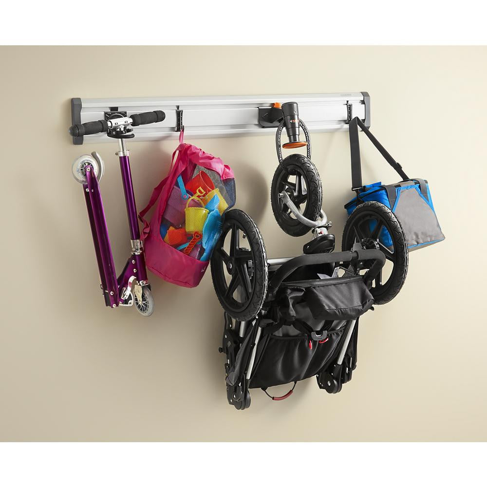 Bike GearTrack Pack - Light Gray Wall Mount Organizer for Bikes & Accessories - Perfect for Garage, Shed, or Home Storage