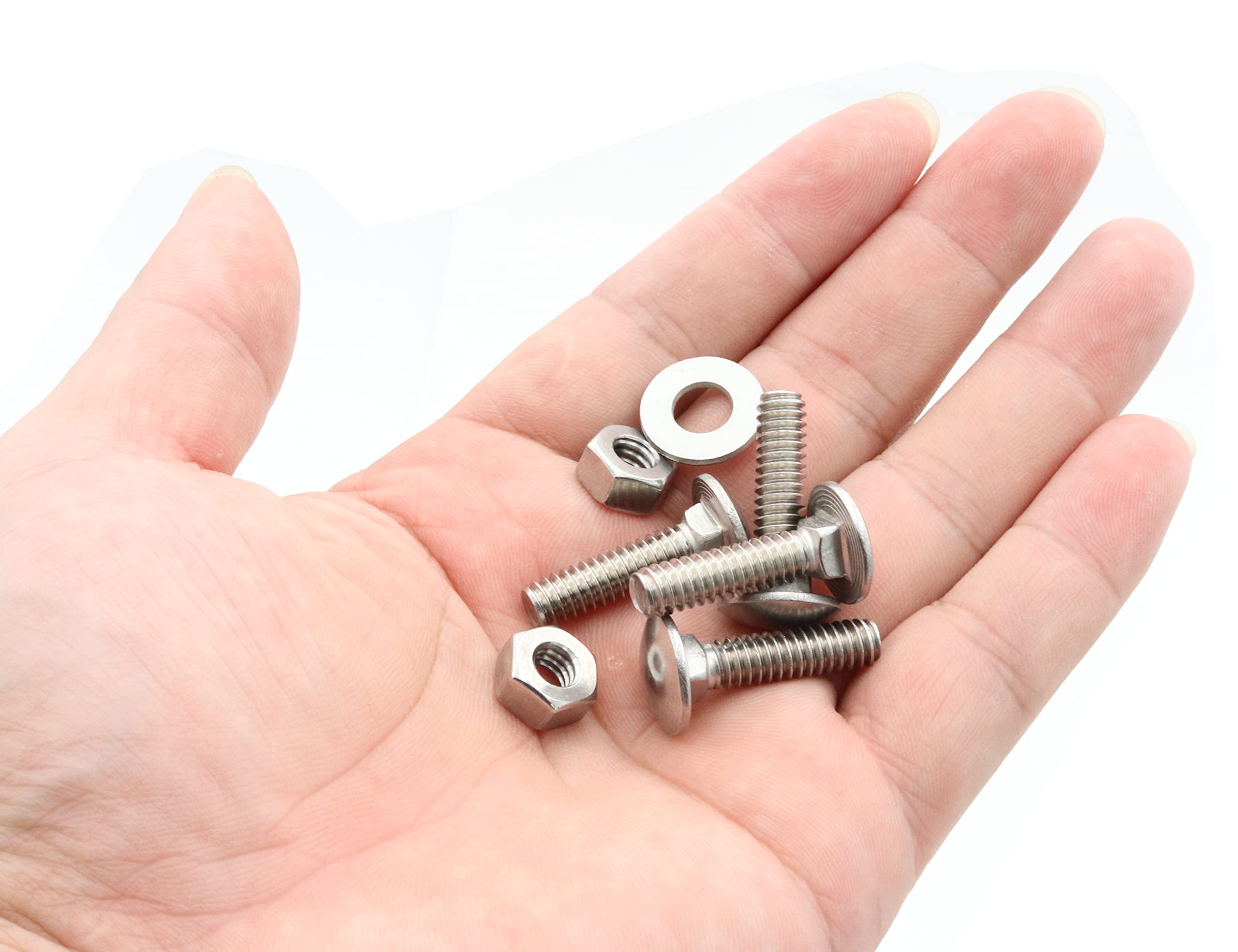 15 Sets 1/4-20 x 1'' Carriage Bolts with Hex Nuts & Washers - 304 Stainless Steel Round Head Square Neck Screws Assortment Kit for Automotive, Furniture & DIY Projects