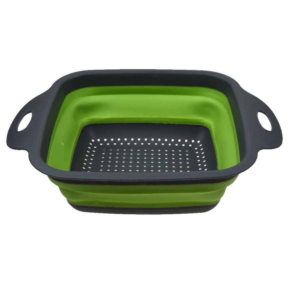 2-Pack Collapsible Kitchen Strainer Colander - Foldable Pasta & Vegetable Washing Basket - Space Saving for Small Kitchens, Camping & RV Use